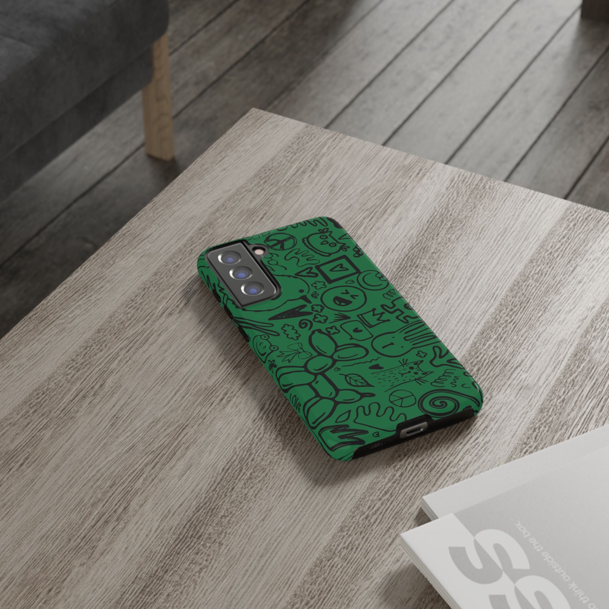 Playful Phone Case, Vibrant Green Tough Case, Quirky Graphic Design, Unique Gift for Kids, Fun Accessories, Christmas, Birthday