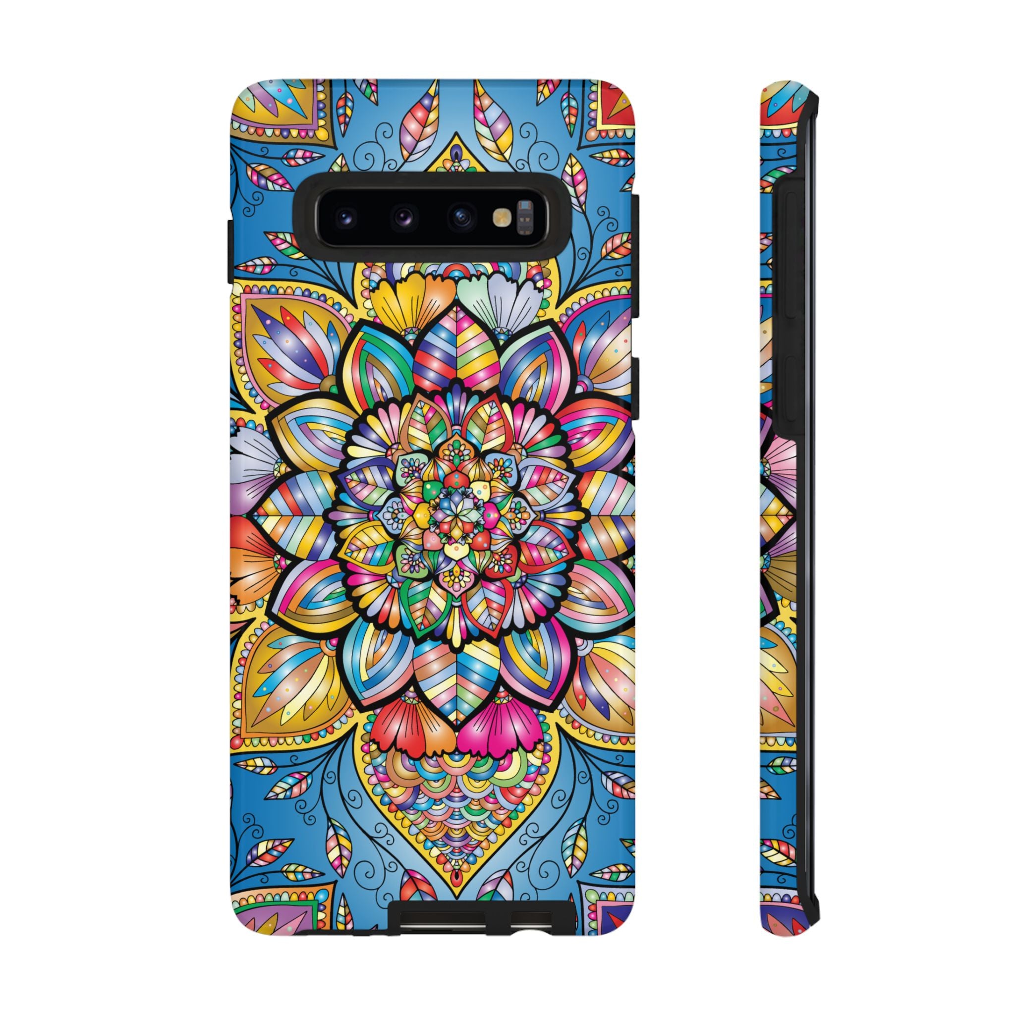 Vibrant Floral Phone Case, Tough Phone Cover, Colorful Mobile Accessory, Artistic Gift, Mandala Design, Everyday Use