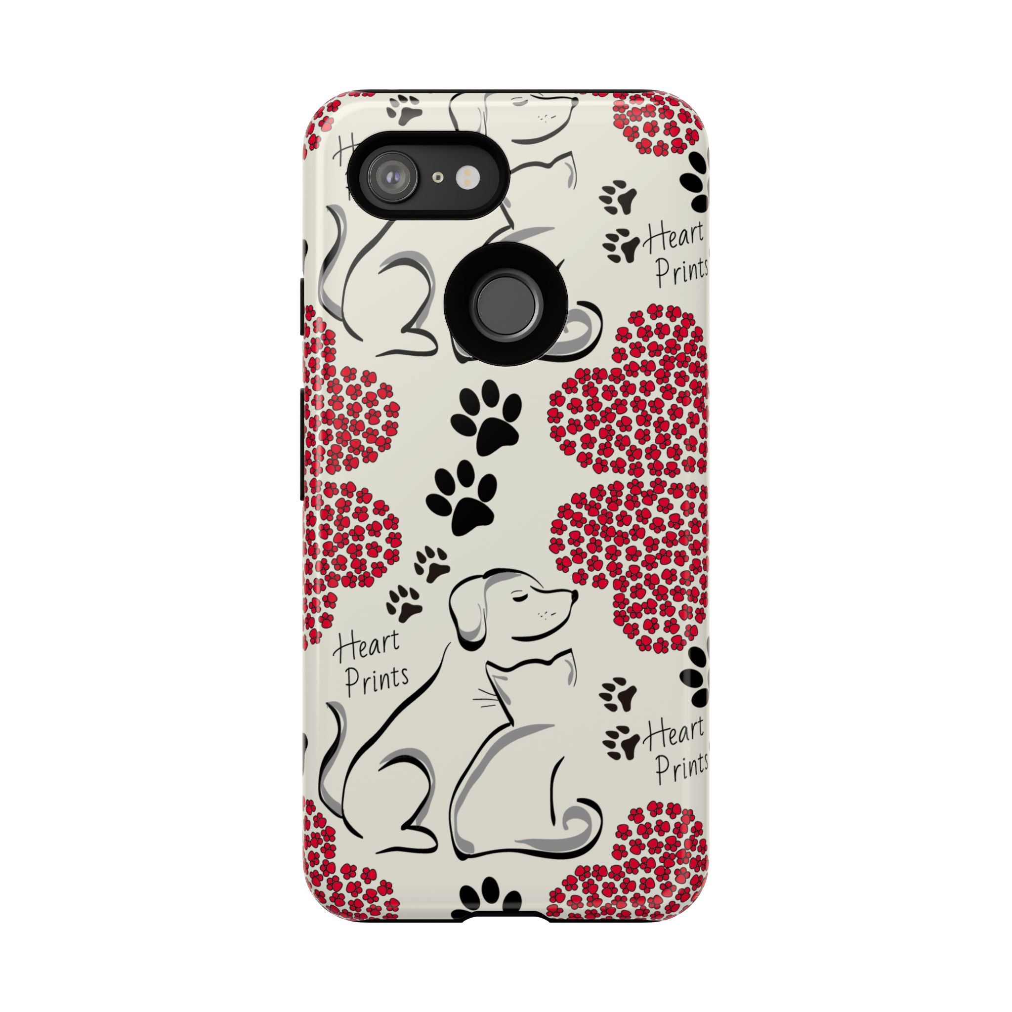 Stylish Phone Case with Heart Prints for Pet Lovers, Dog Lover Gift, Floral Pattern, Customizable Design, Cute Animal Accessories
