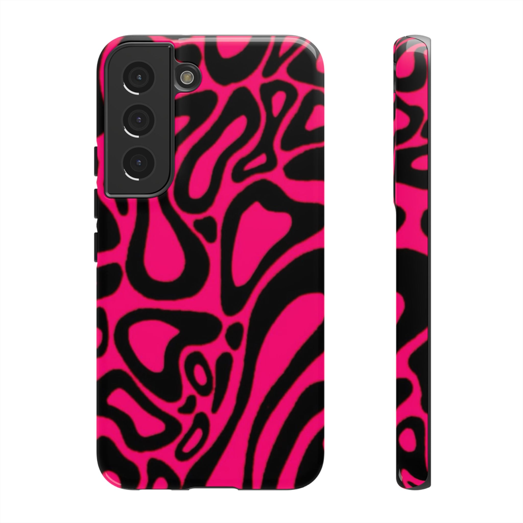 Bold Pink Patterned Phone Case, Stylish Tough Case, Trendy Accessory, Gift for Her, Tech Protection