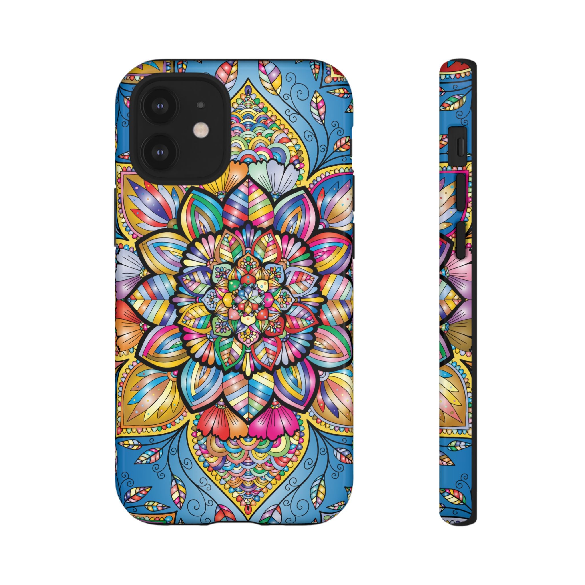 Vibrant Floral Phone Case, Tough Phone Cover, Colorful Mobile Accessory, Artistic Gift, Mandala Design, Everyday Use