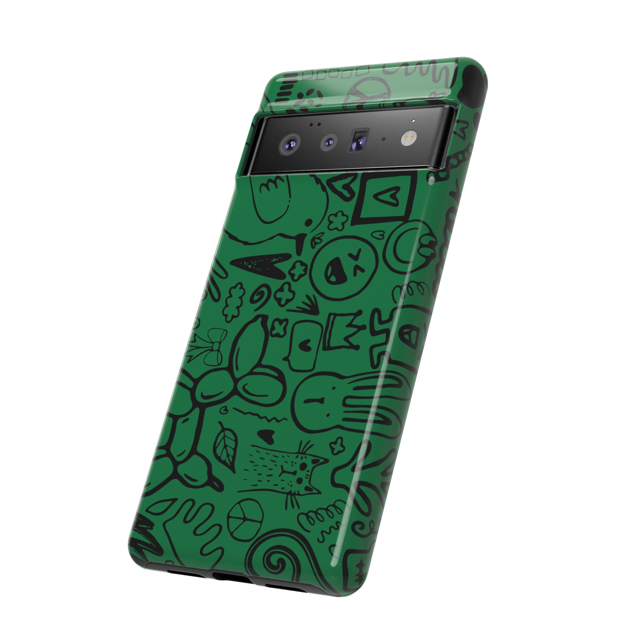 Playful Phone Case, Vibrant Green Tough Case, Quirky Graphic Design, Unique Gift for Kids, Fun Accessories, Christmas, Birthday