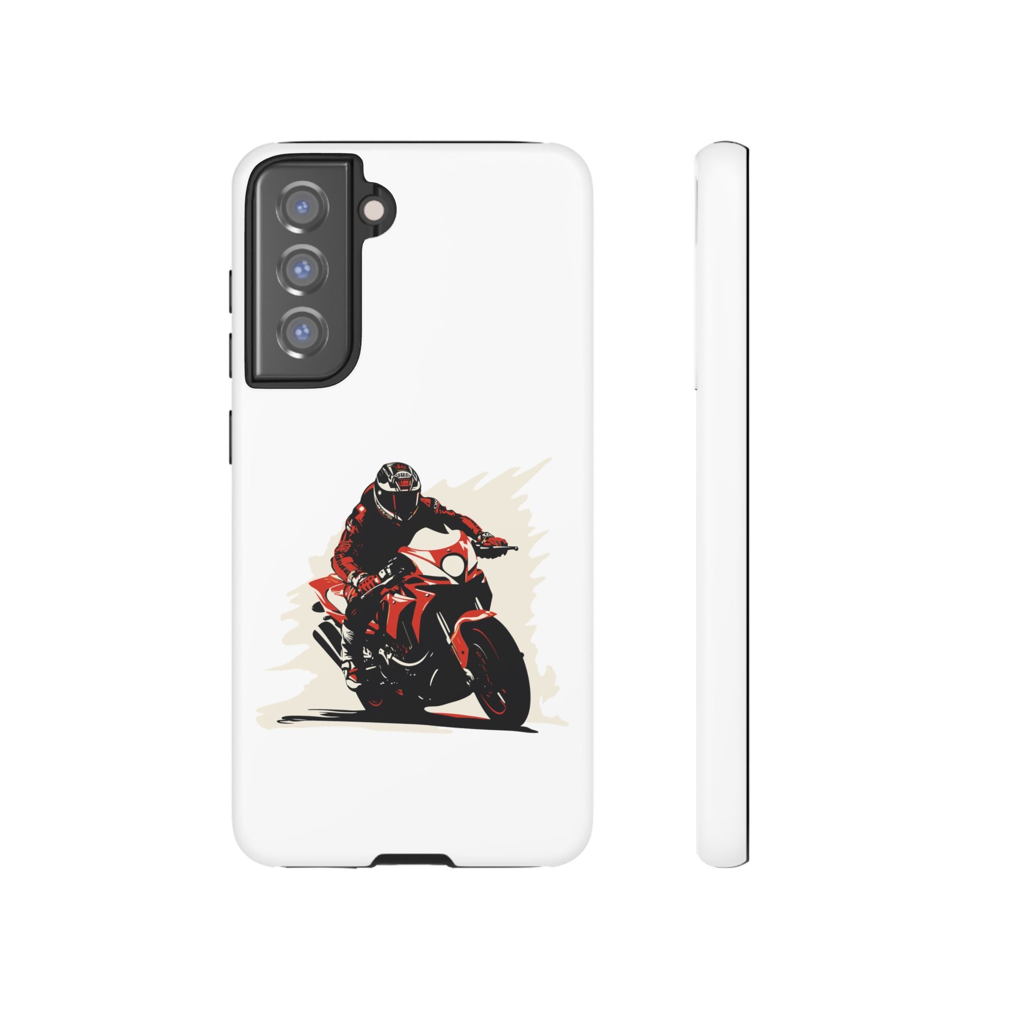 Motorcycle Phone Case, Tough Cases for Riders, Biker Accessory, Gifts for Motorcyclists, Red Bike Design