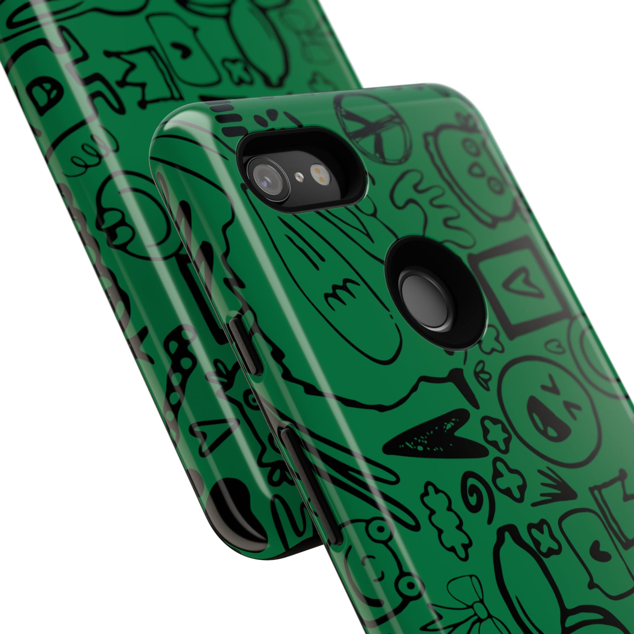 Playful Phone Case, Vibrant Green Tough Case, Quirky Graphic Design, Unique Gift for Kids, Fun Accessories, Christmas, Birthday