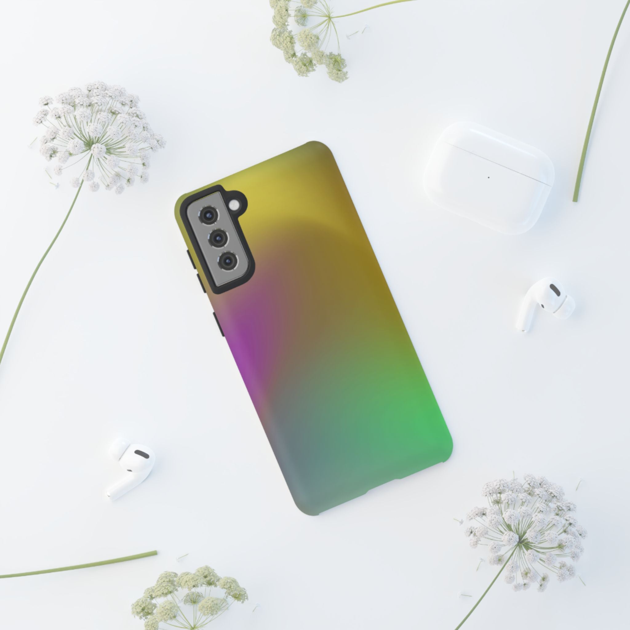Vibrant Phone Case, Tough Cases, Colorful Phone Cover, Durable Mobile Case, Yellow Green Gradient Design