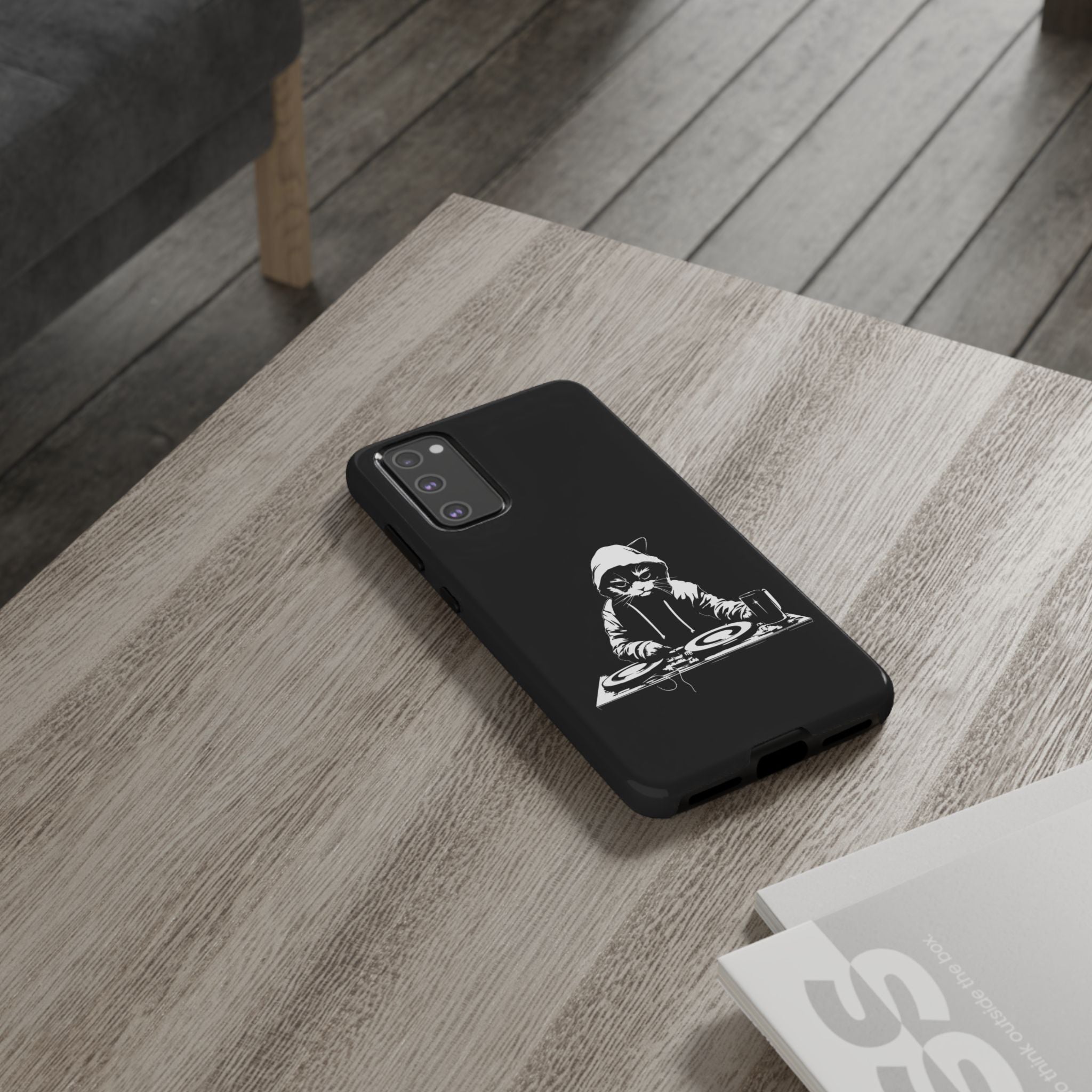 DJ Cat Phone Case, Tough Phone Cover, Pet Lover Gift, Music Enthusiast Accessory, Cute Cat Decor, Unique Case Design