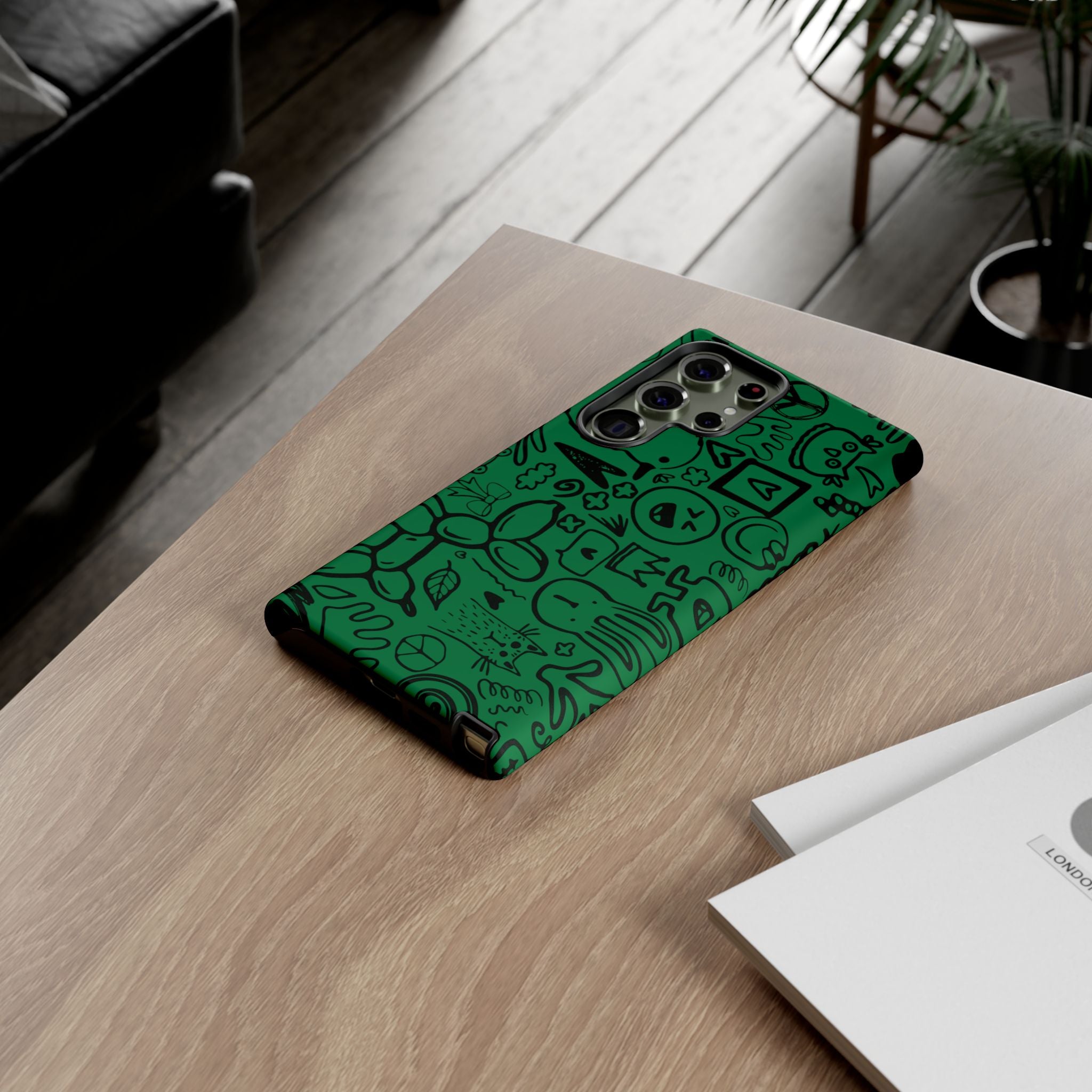 Playful Phone Case, Vibrant Green Tough Case, Quirky Graphic Design, Unique Gift for Kids, Fun Accessories, Christmas, Birthday