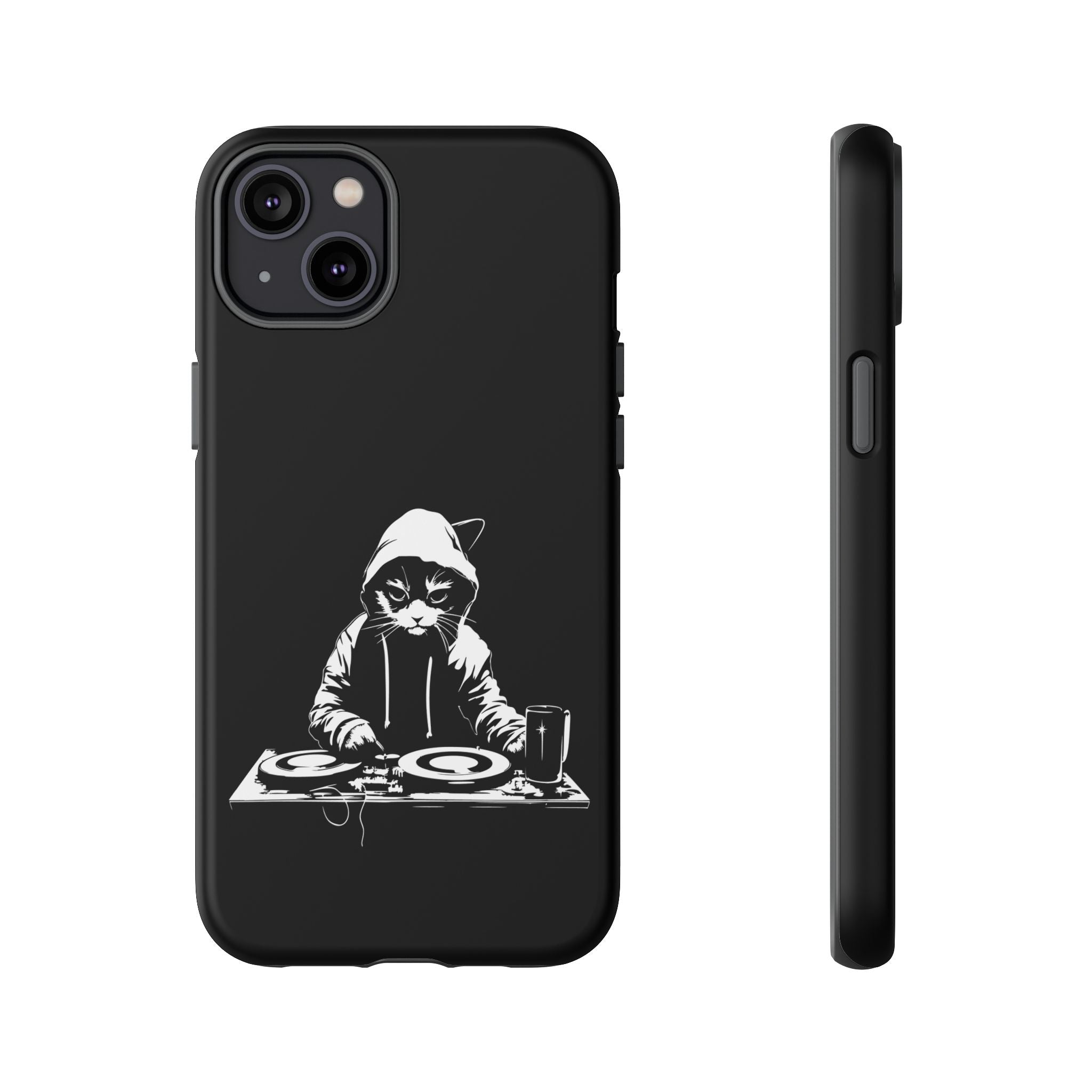DJ Cat Phone Case, Tough Phone Cover, Pet Lover Gift, Music Enthusiast Accessory, Cute Cat Decor, Unique Case Design