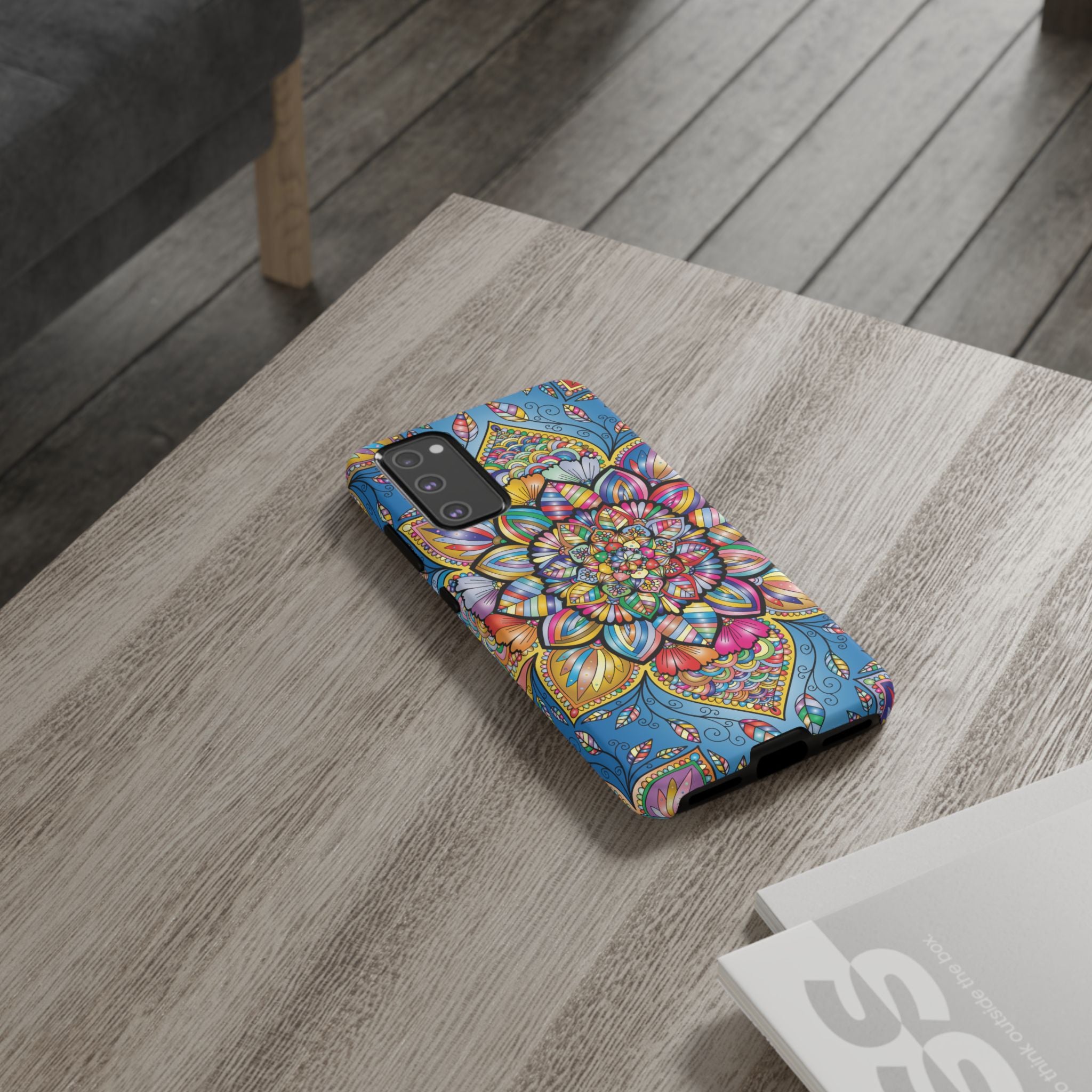 Vibrant Floral Phone Case, Tough Phone Cover, Colorful Mobile Accessory, Artistic Gift, Mandala Design, Everyday Use