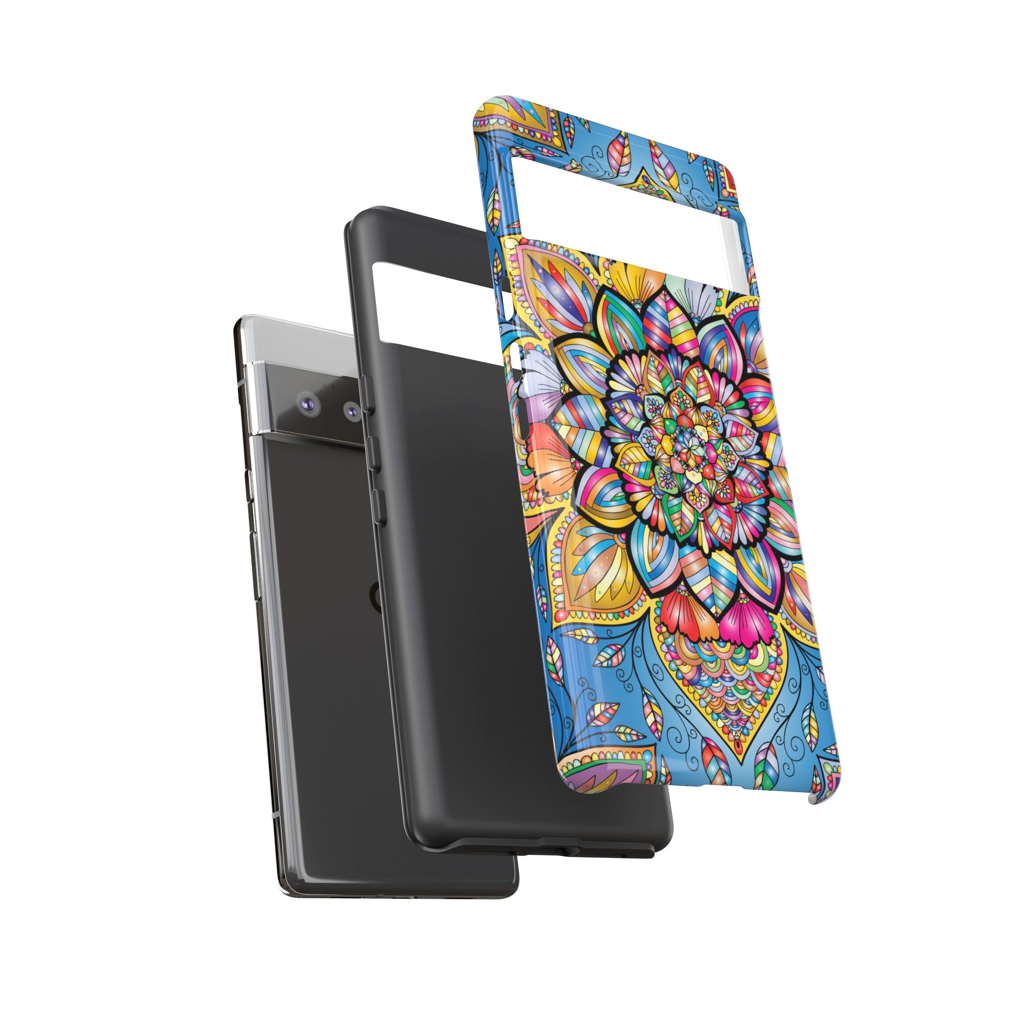 Vibrant Floral Phone Case, Tough Phone Cover, Colorful Mobile Accessory, Artistic Gift, Mandala Design, Everyday Use