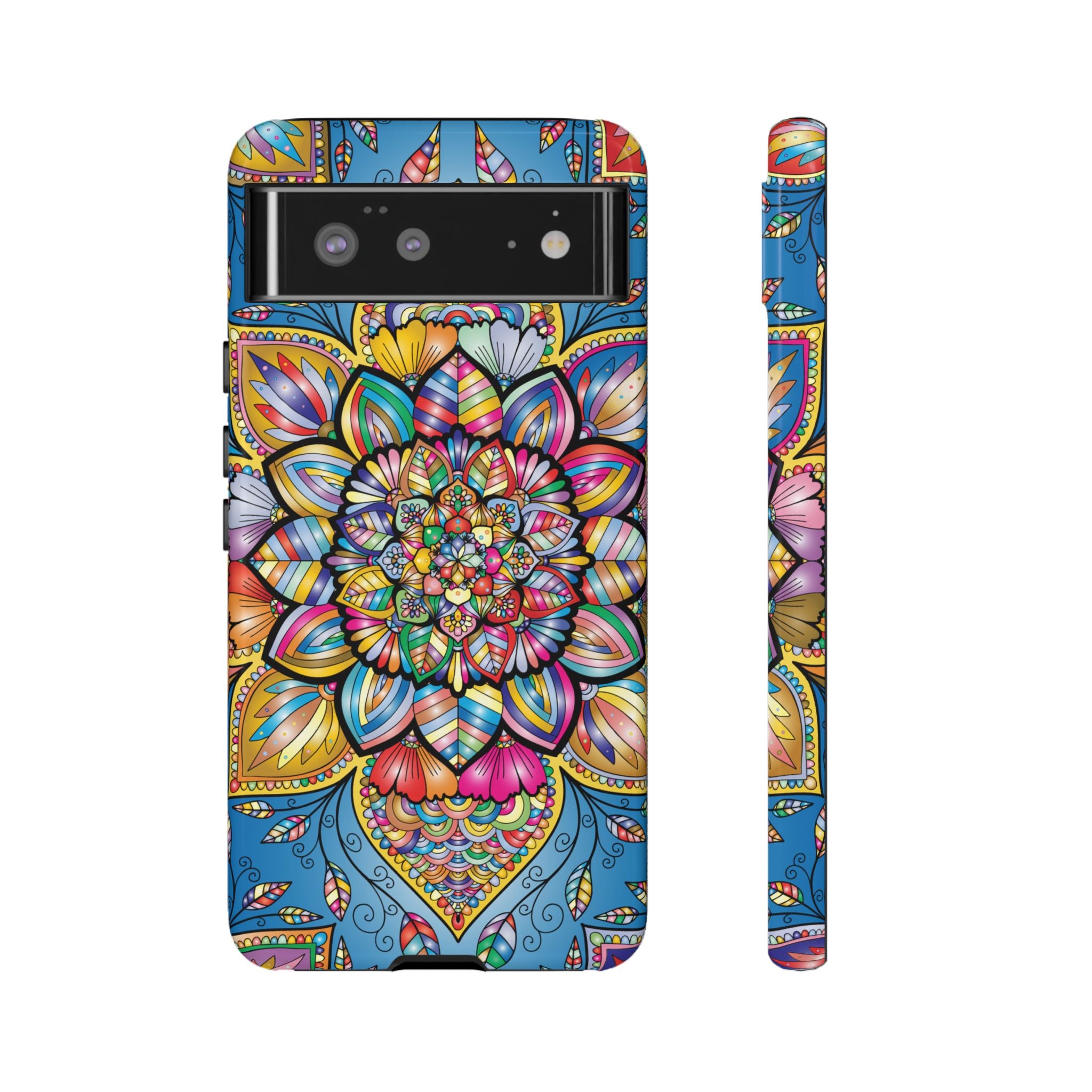 Vibrant Floral Phone Case, Tough Phone Cover, Colorful Mobile Accessory, Artistic Gift, Mandala Design, Everyday Use