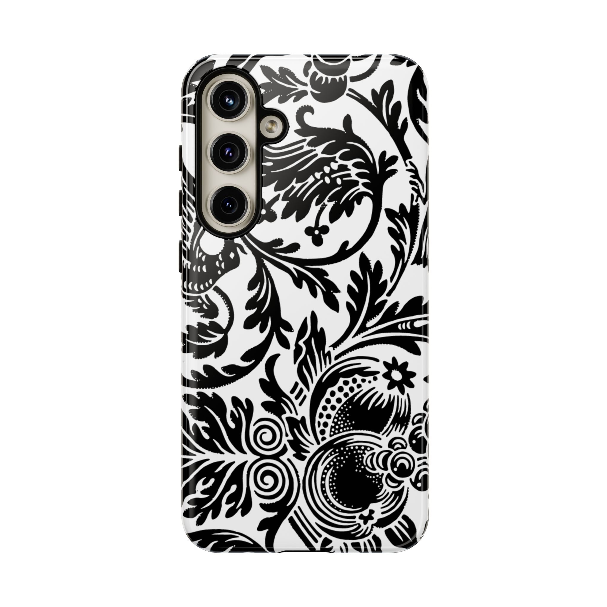 Elegant Black Floral Phone Case, Tough Cases, Stylish Phone Protection, Gift for Her, Floral Design, Trendy Accessories