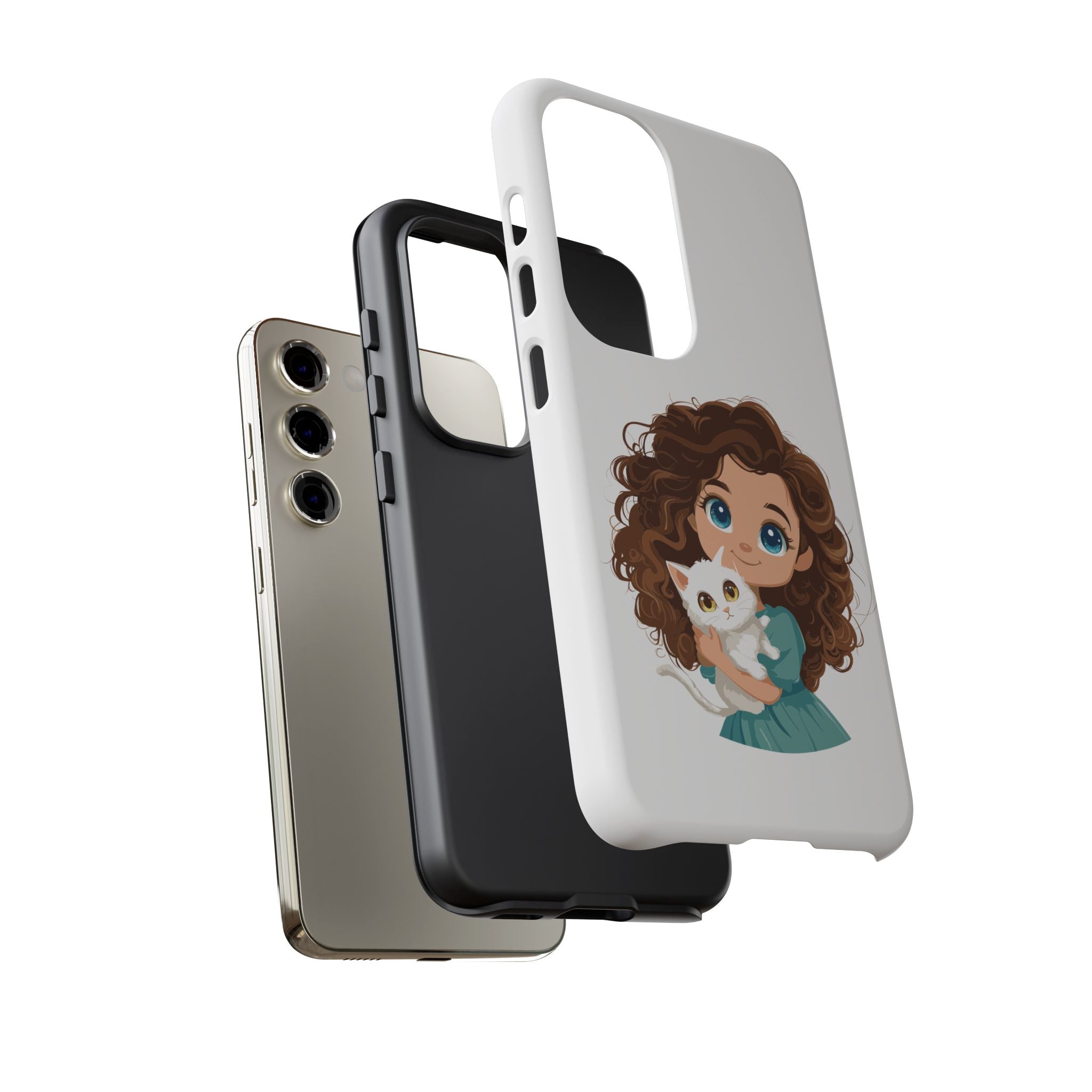 Cute Cat Lover Phone Case, Tough Phone Cover, Pet Lover Gift, Personalized Gift, Kids Phone Case, Animal Lover Accessories