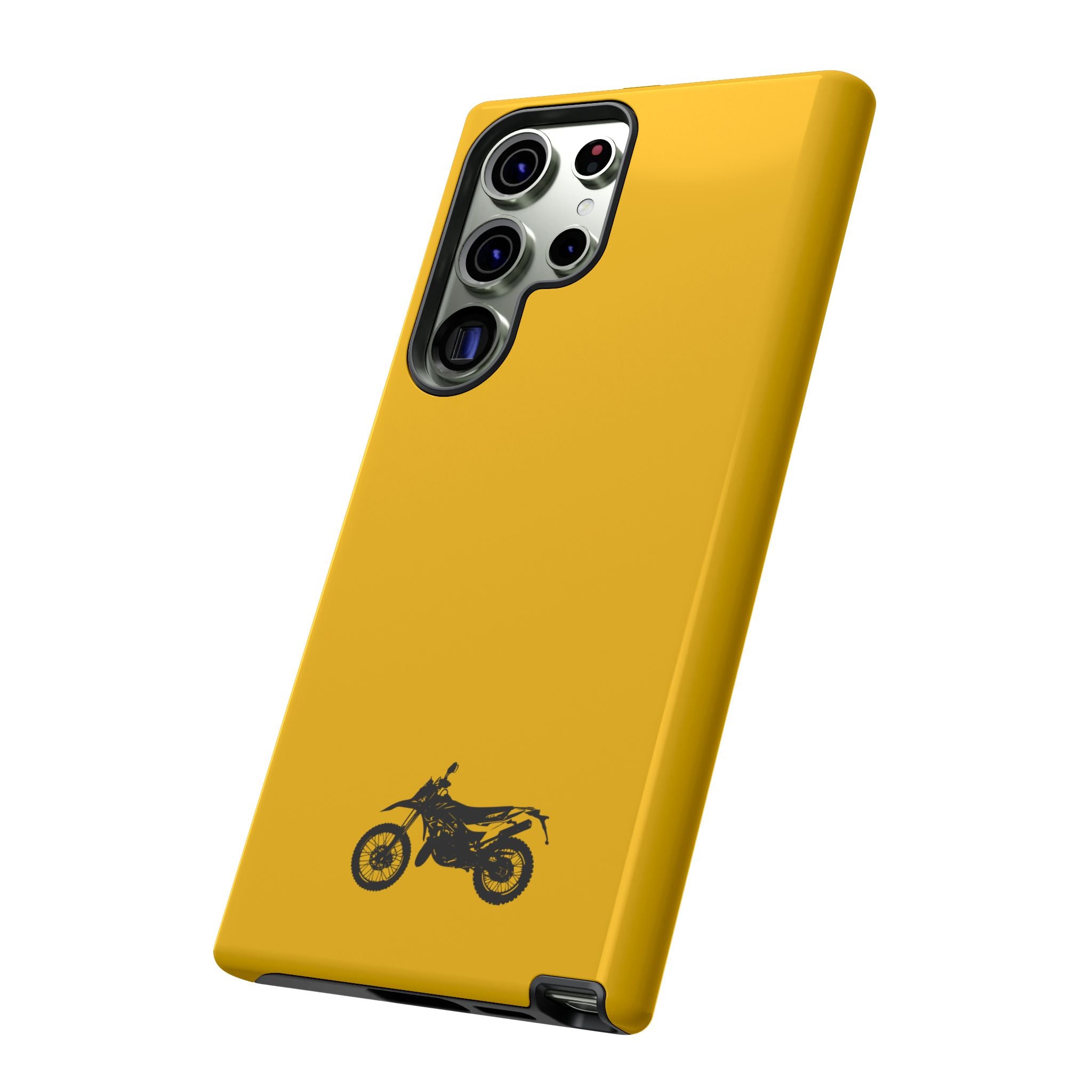 Motorcycle Phone Case, Tough Phone Cover, Gift for Bikers, Durable Tech Accessory, Yellow Motorcycle Design