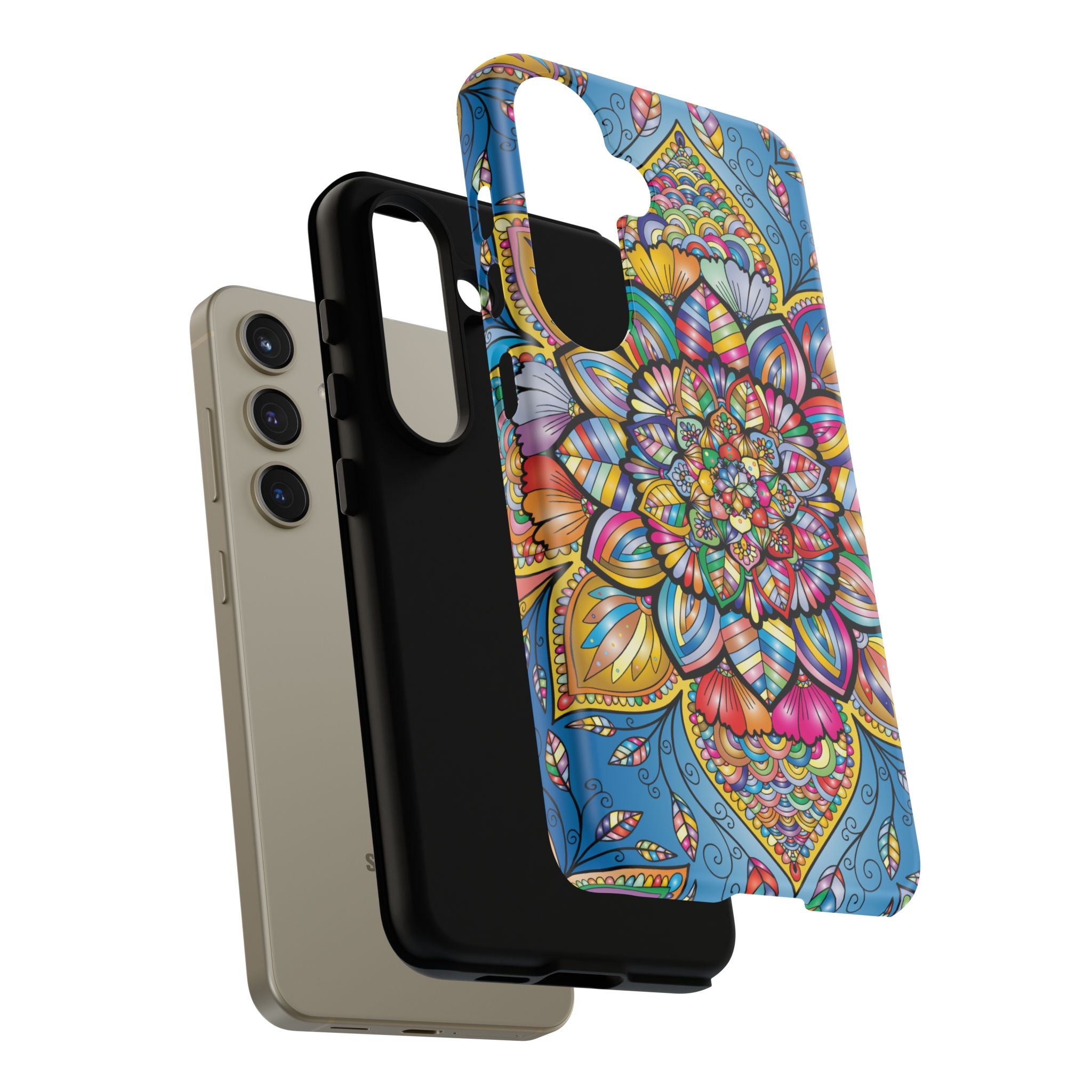 Vibrant Floral Phone Case, Tough Phone Cover, Colorful Mobile Accessory, Artistic Gift, Mandala Design, Everyday Use