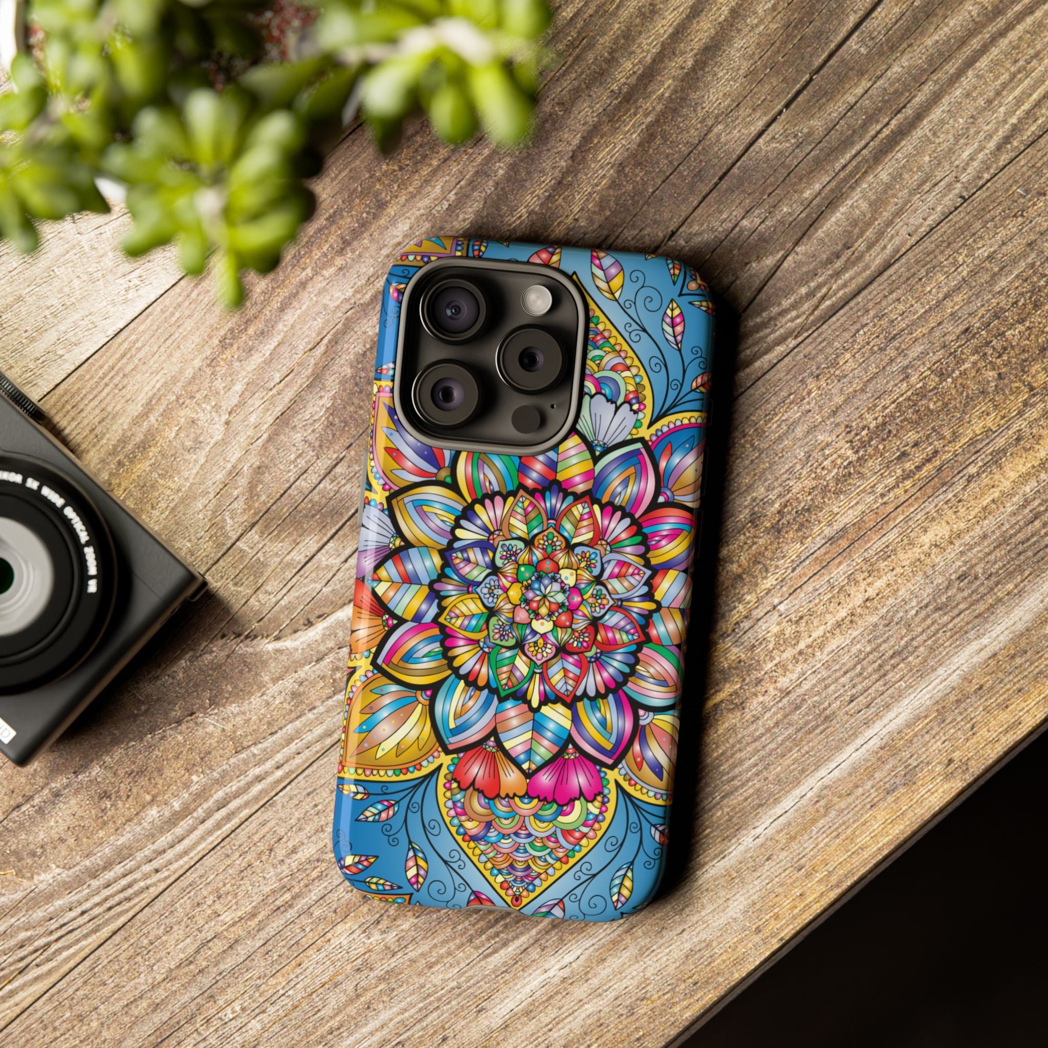 Vibrant Floral Phone Case, Tough Phone Cover, Colorful Mobile Accessory, Artistic Gift, Mandala Design, Everyday Use