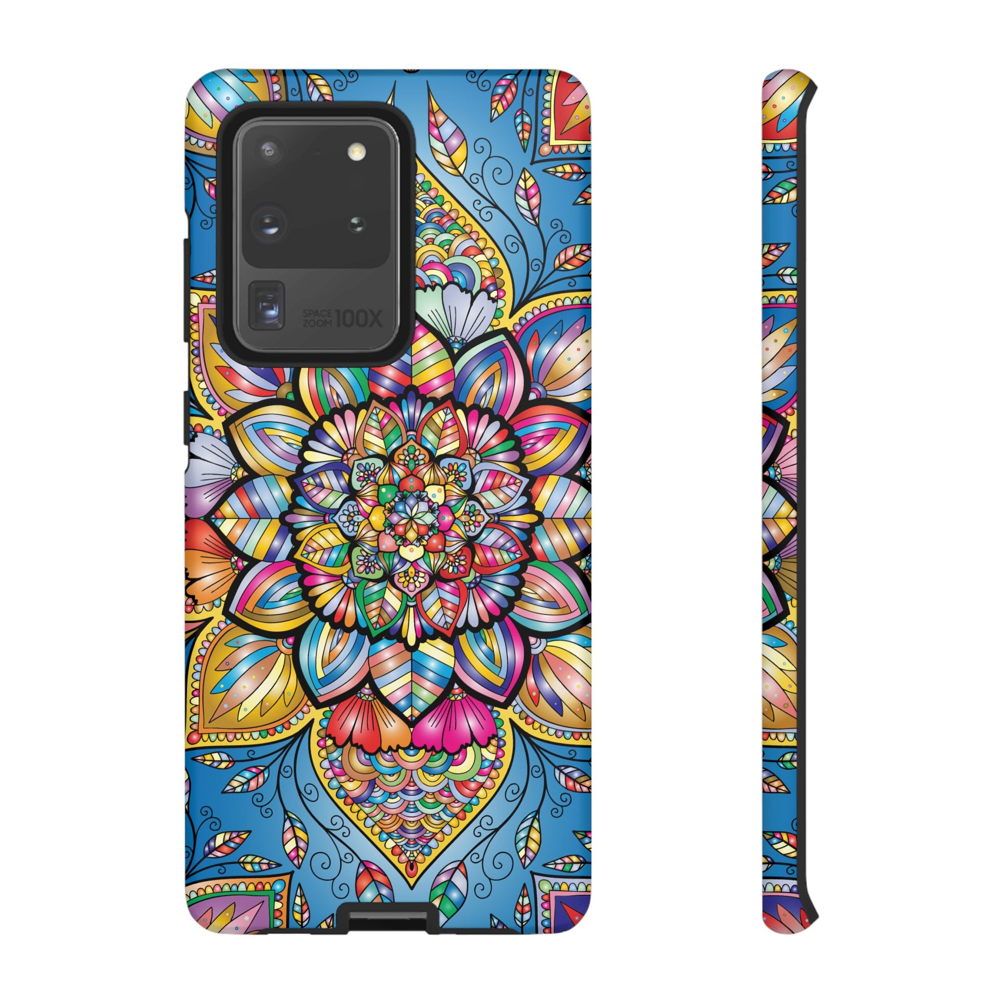 Vibrant Floral Phone Case, Tough Phone Cover, Colorful Mobile Accessory, Artistic Gift, Mandala Design, Everyday Use