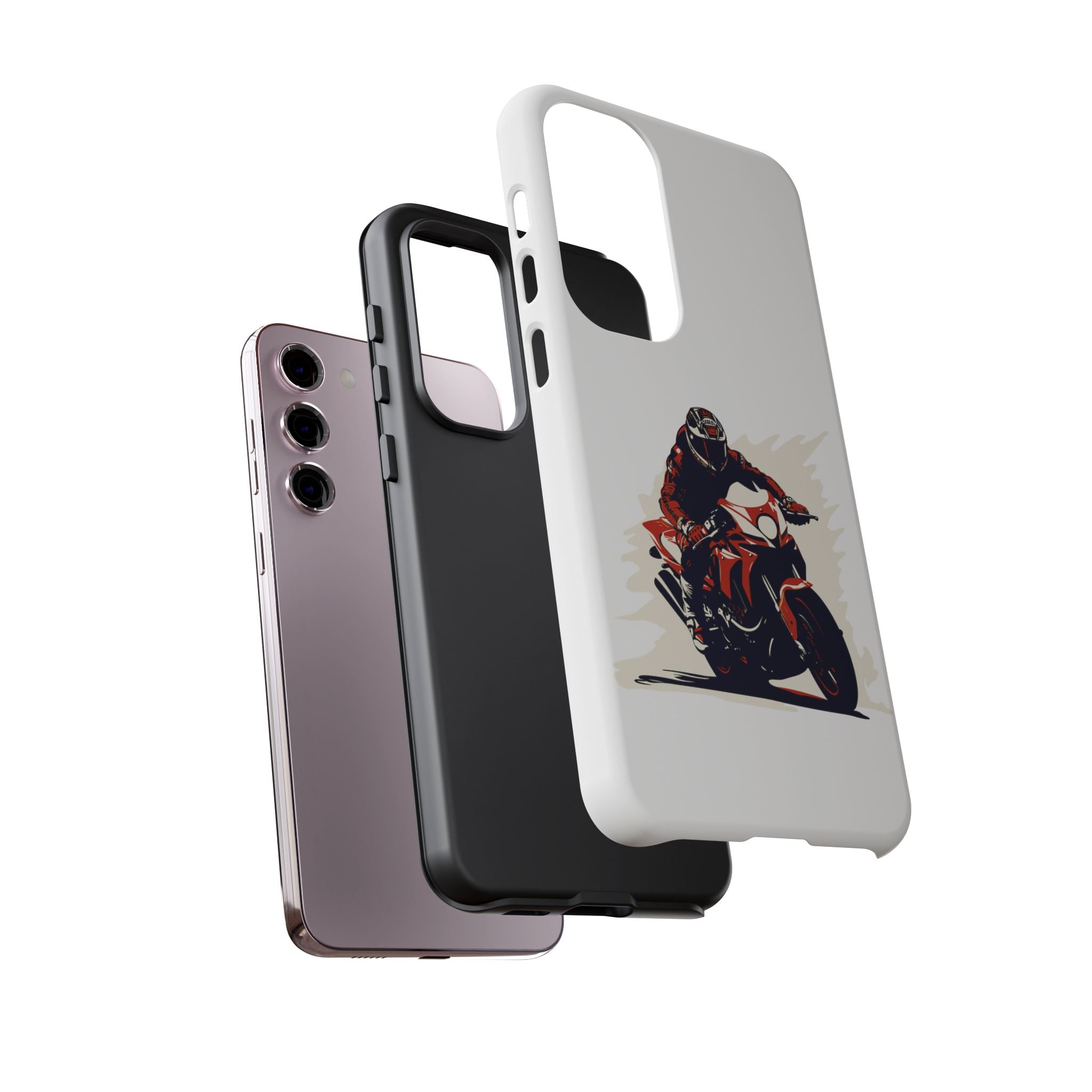 Motorcycle Phone Case, Tough Cases for Riders, Biker Accessory, Gifts for Motorcyclists, Red Bike Design