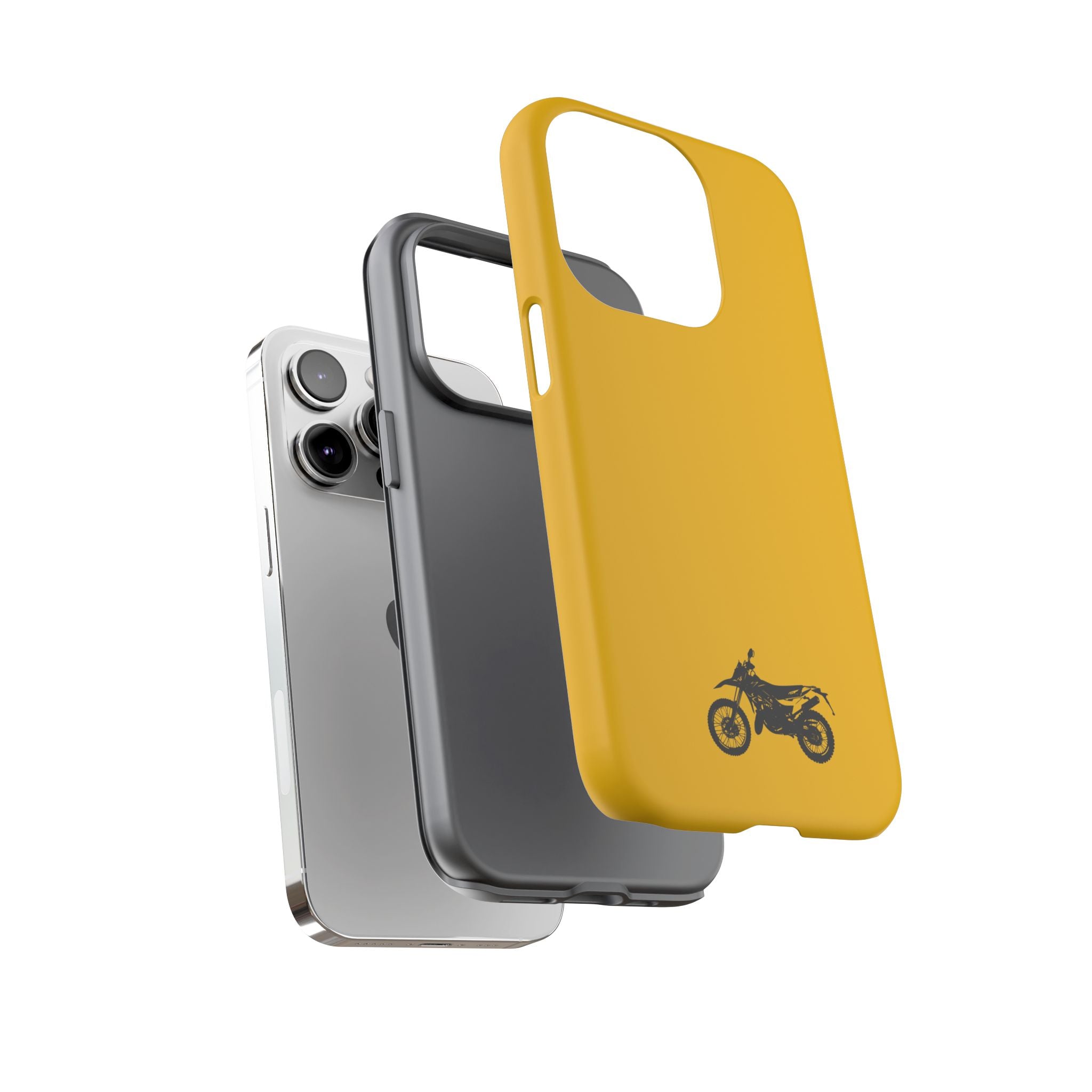 Motorcycle Phone Case, Tough Phone Cover, Gift for Bikers, Durable Tech Accessory, Yellow Motorcycle Design