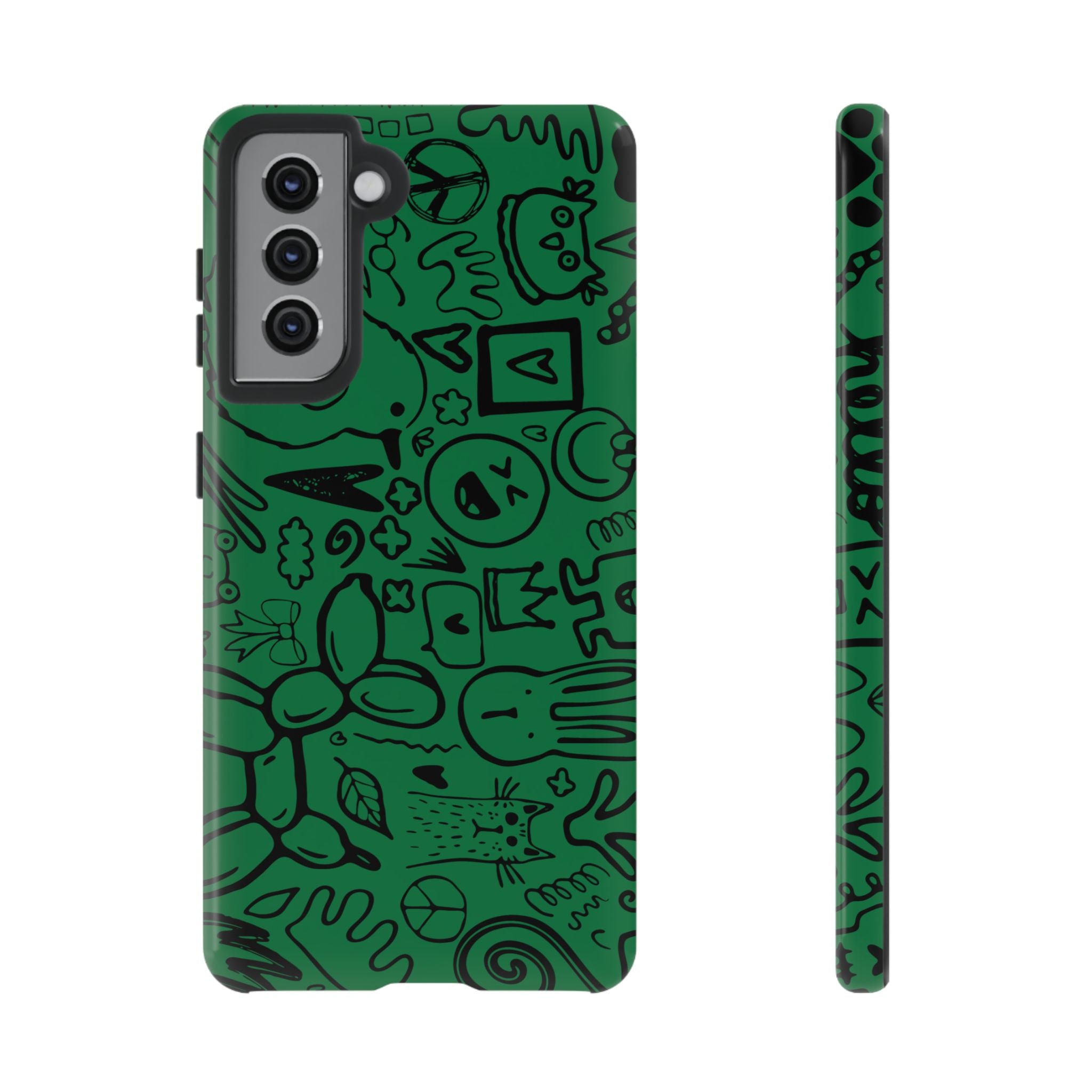 Playful Phone Case, Vibrant Green Tough Case, Quirky Graphic Design, Unique Gift for Kids, Fun Accessories, Christmas, Birthday