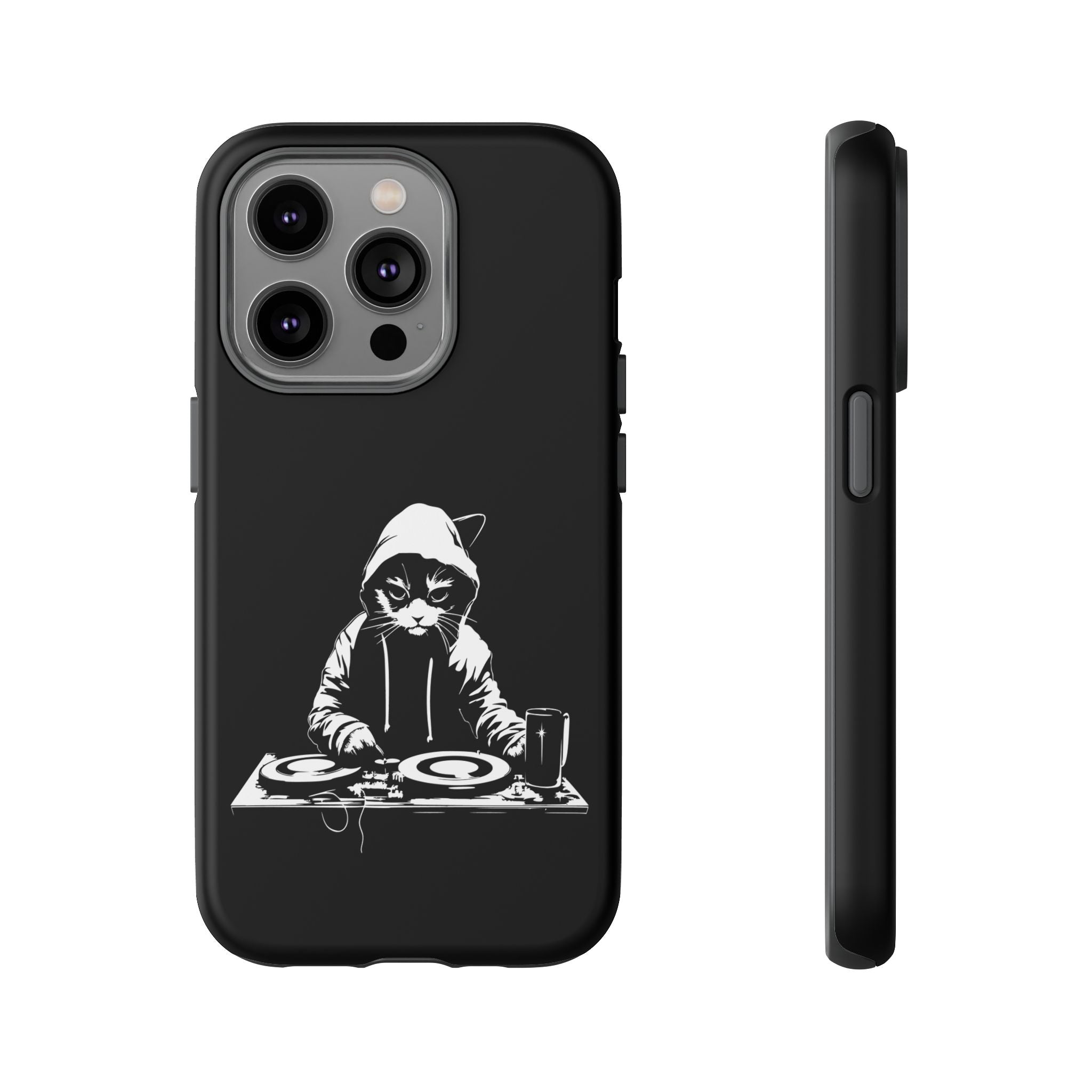 DJ Cat Phone Case, Tough Phone Cover, Pet Lover Gift, Music Enthusiast Accessory, Cute Cat Decor, Unique Case Design