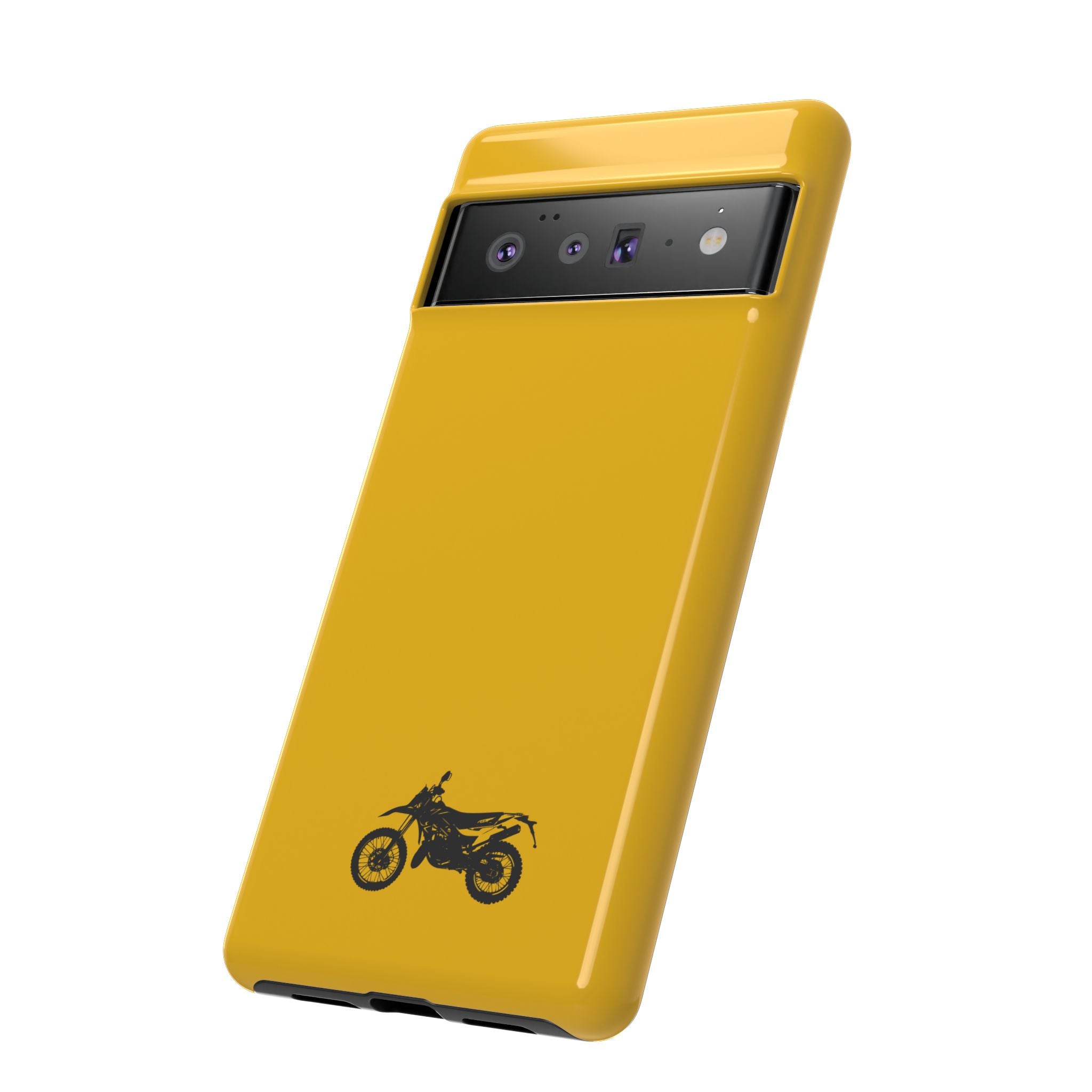 Motorcycle Phone Case, Tough Phone Cover, Gift for Bikers, Durable Tech Accessory, Yellow Motorcycle Design