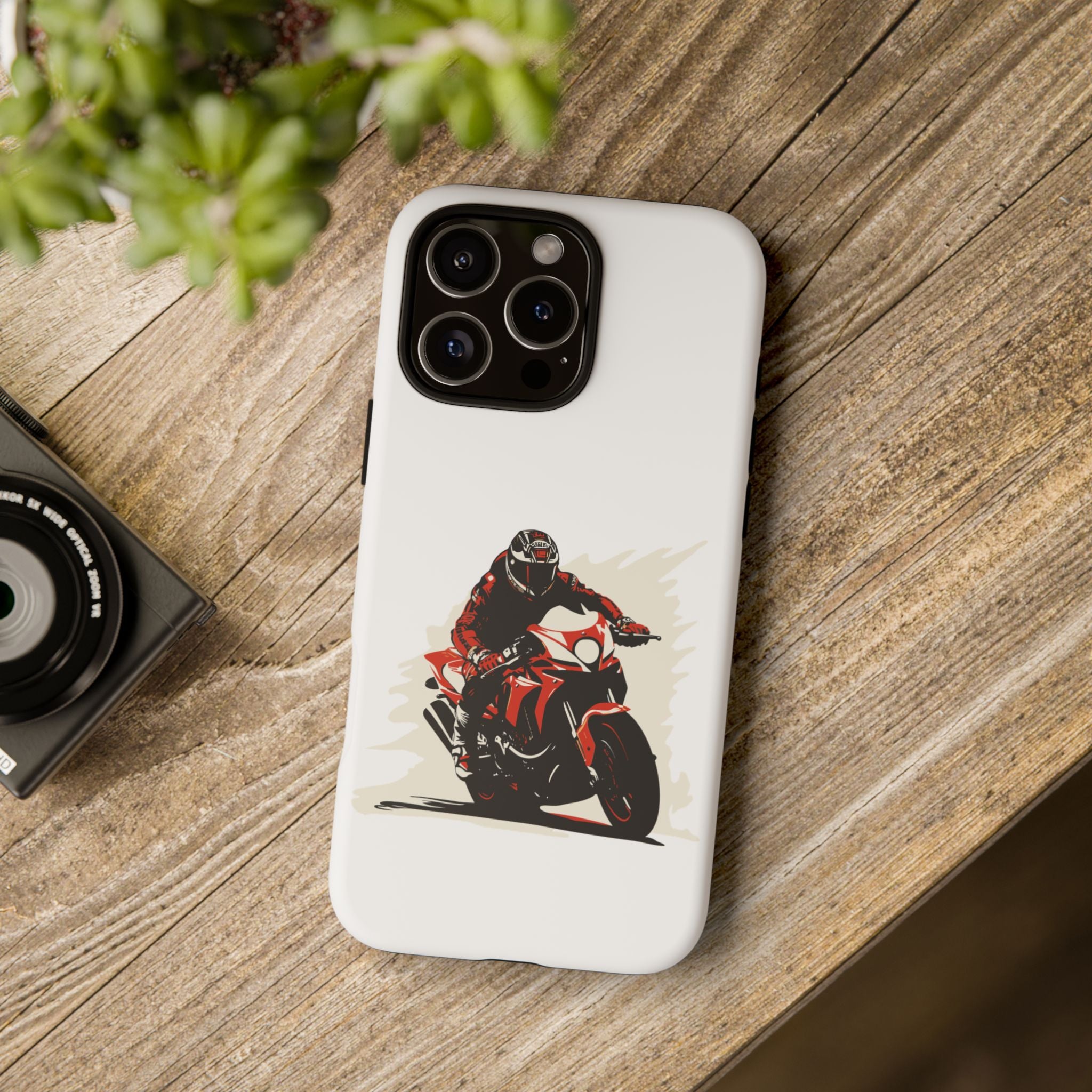 Motorcycle Phone Case, Tough Cases for Riders, Biker Accessory, Gifts for Motorcyclists, Red Bike Design