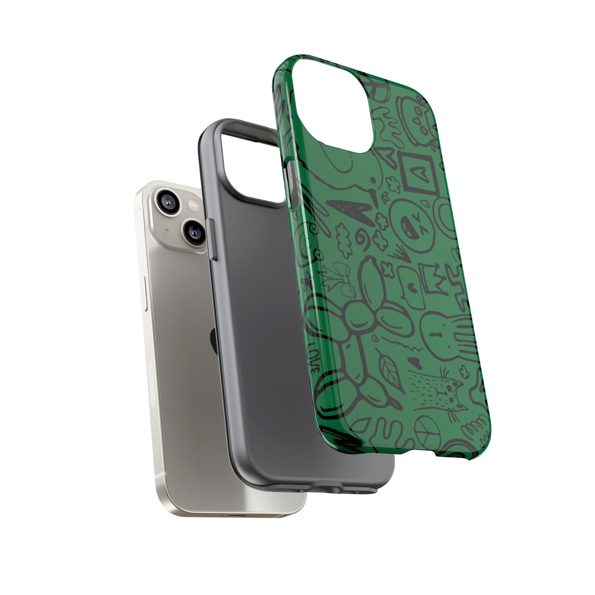 Playful Phone Case, Vibrant Green Tough Case, Quirky Graphic Design, Unique Gift for Kids, Fun Accessories, Christmas, Birthday