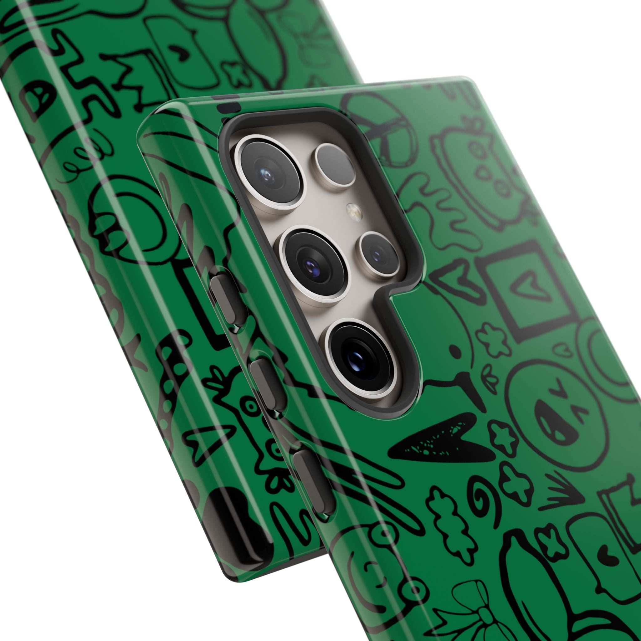 Playful Phone Case, Vibrant Green Tough Case, Quirky Graphic Design, Unique Gift for Kids, Fun Accessories, Christmas, Birthday