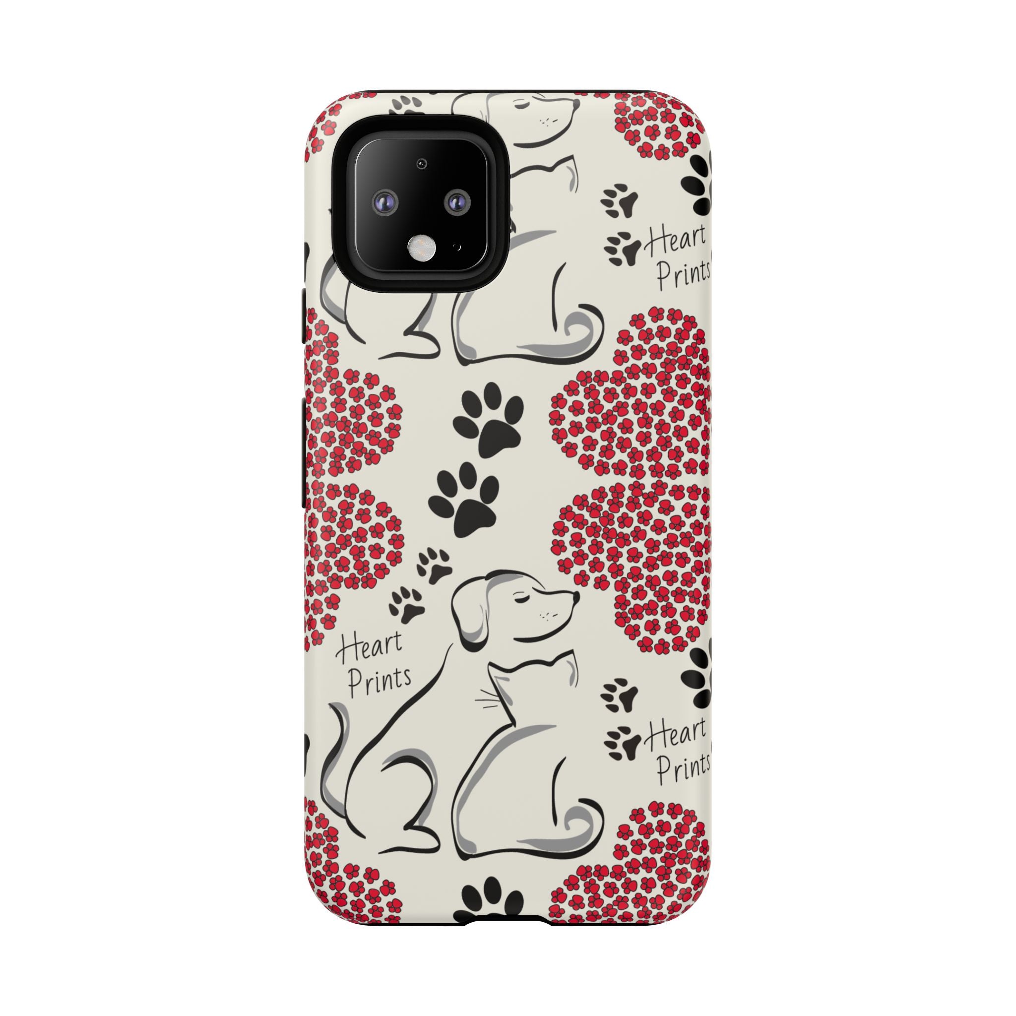 Stylish Phone Case with Heart Prints for Pet Lovers, Dog Lover Gift, Floral Pattern, Customizable Design, Cute Animal Accessories