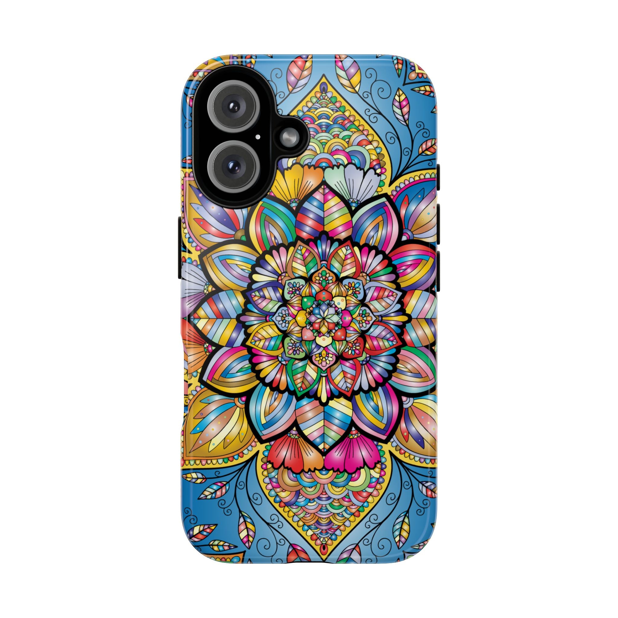 Vibrant Floral Phone Case, Tough Phone Cover, Colorful Mobile Accessory, Artistic Gift, Mandala Design, Everyday Use