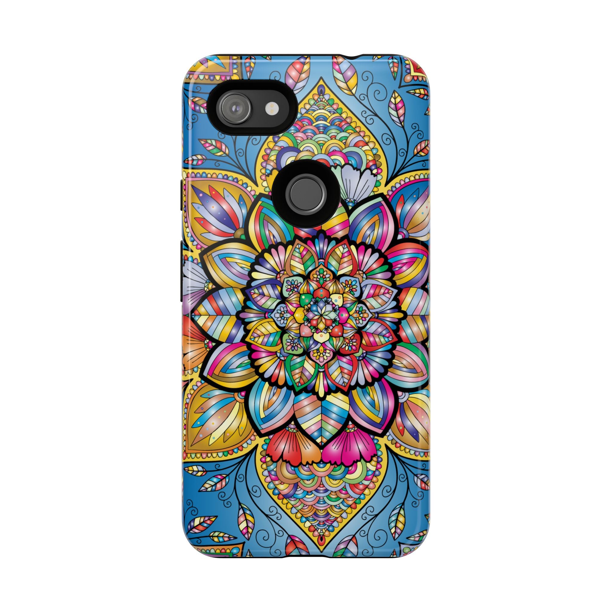 Vibrant Floral Phone Case, Tough Phone Cover, Colorful Mobile Accessory, Artistic Gift, Mandala Design, Everyday Use