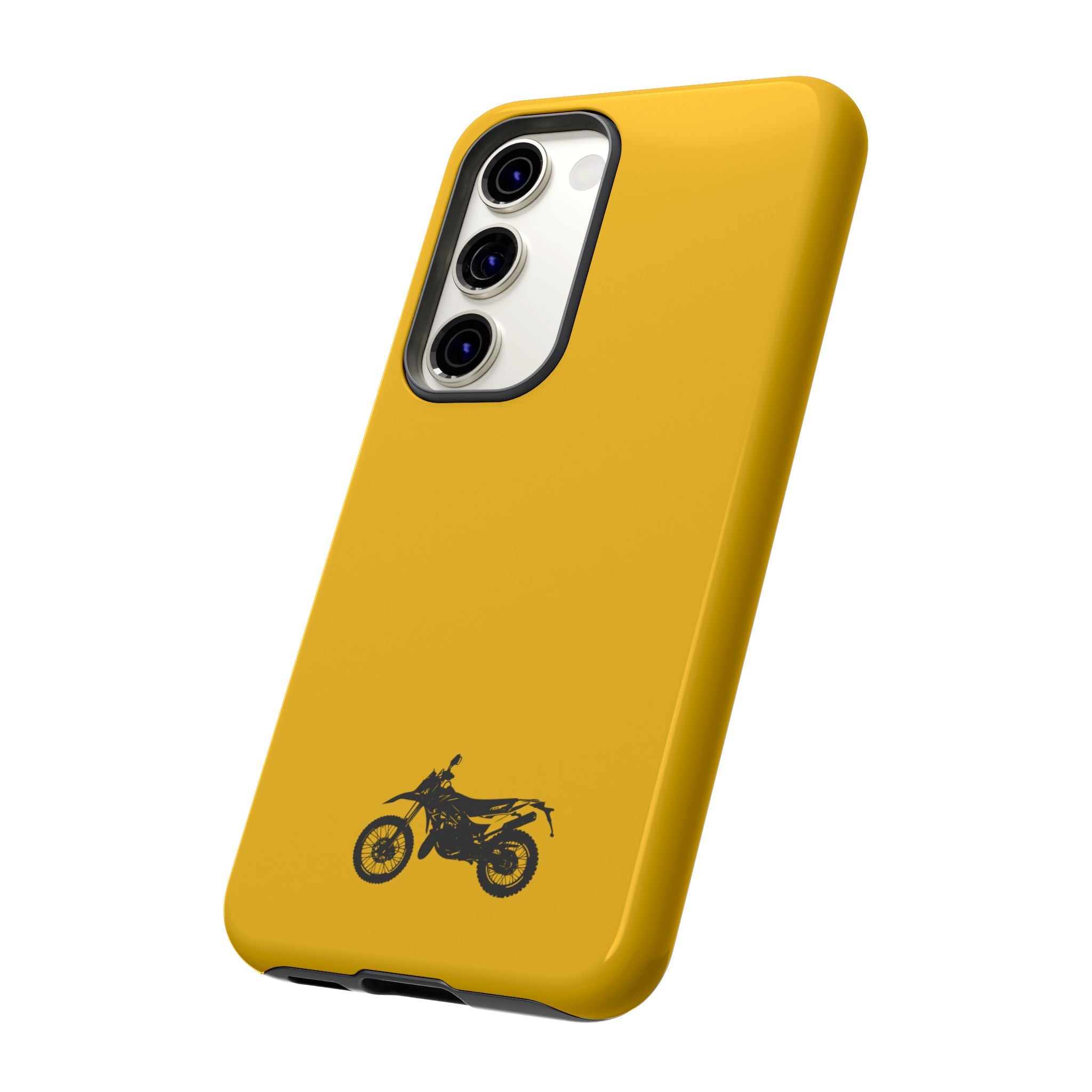 Motorcycle Phone Case, Tough Phone Cover, Gift for Bikers, Durable Tech Accessory, Yellow Motorcycle Design