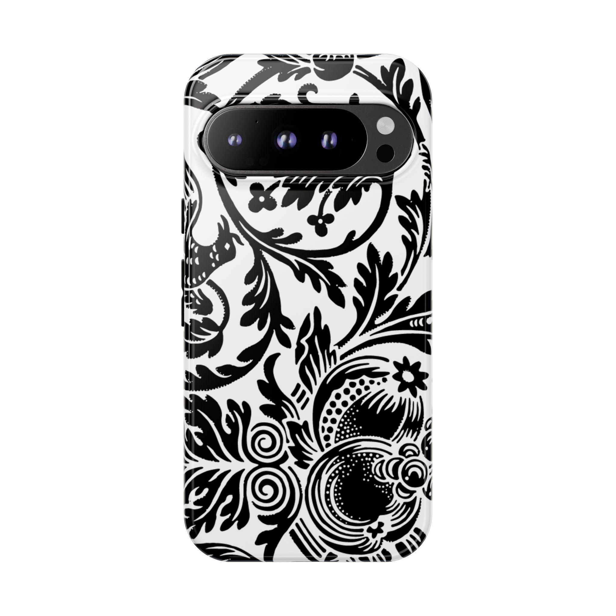 Elegant Black Floral Phone Case, Tough Cases, Stylish Phone Protection, Gift for Her, Floral Design, Trendy Accessories