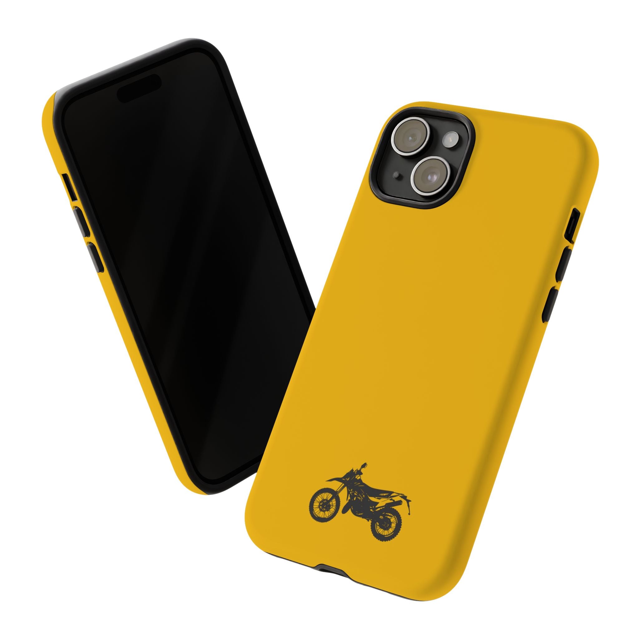 Motorcycle Phone Case, Tough Phone Cover, Gift for Bikers, Durable Tech Accessory, Yellow Motorcycle Design