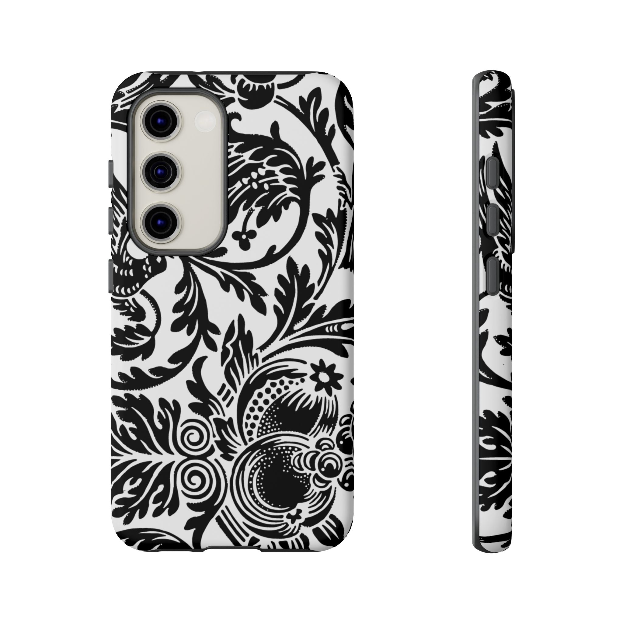 Elegant Black Floral Phone Case, Tough Cases, Stylish Phone Protection, Gift for Her, Floral Design, Trendy Accessories