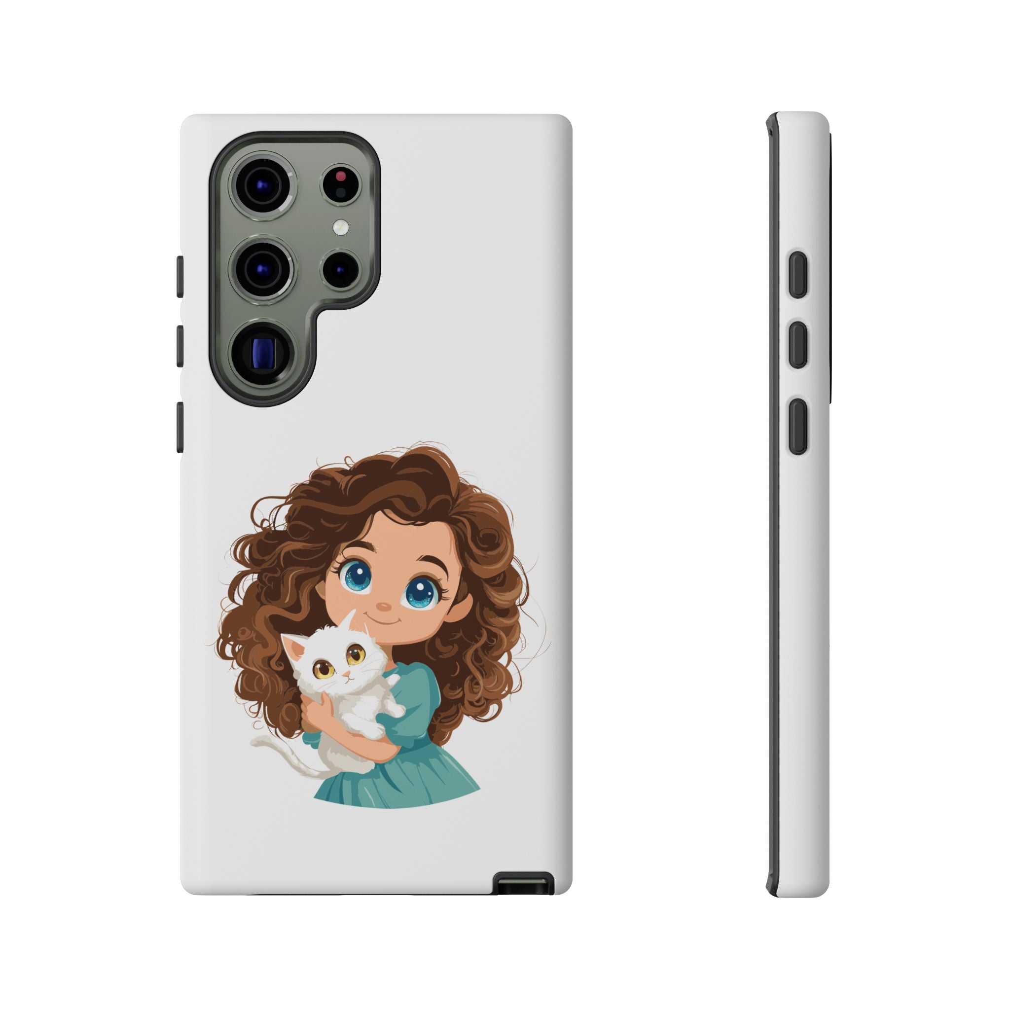 Cute Cat Lover Phone Case, Tough Phone Cover, Pet Lover Gift, Personalized Gift, Kids Phone Case, Animal Lover Accessories