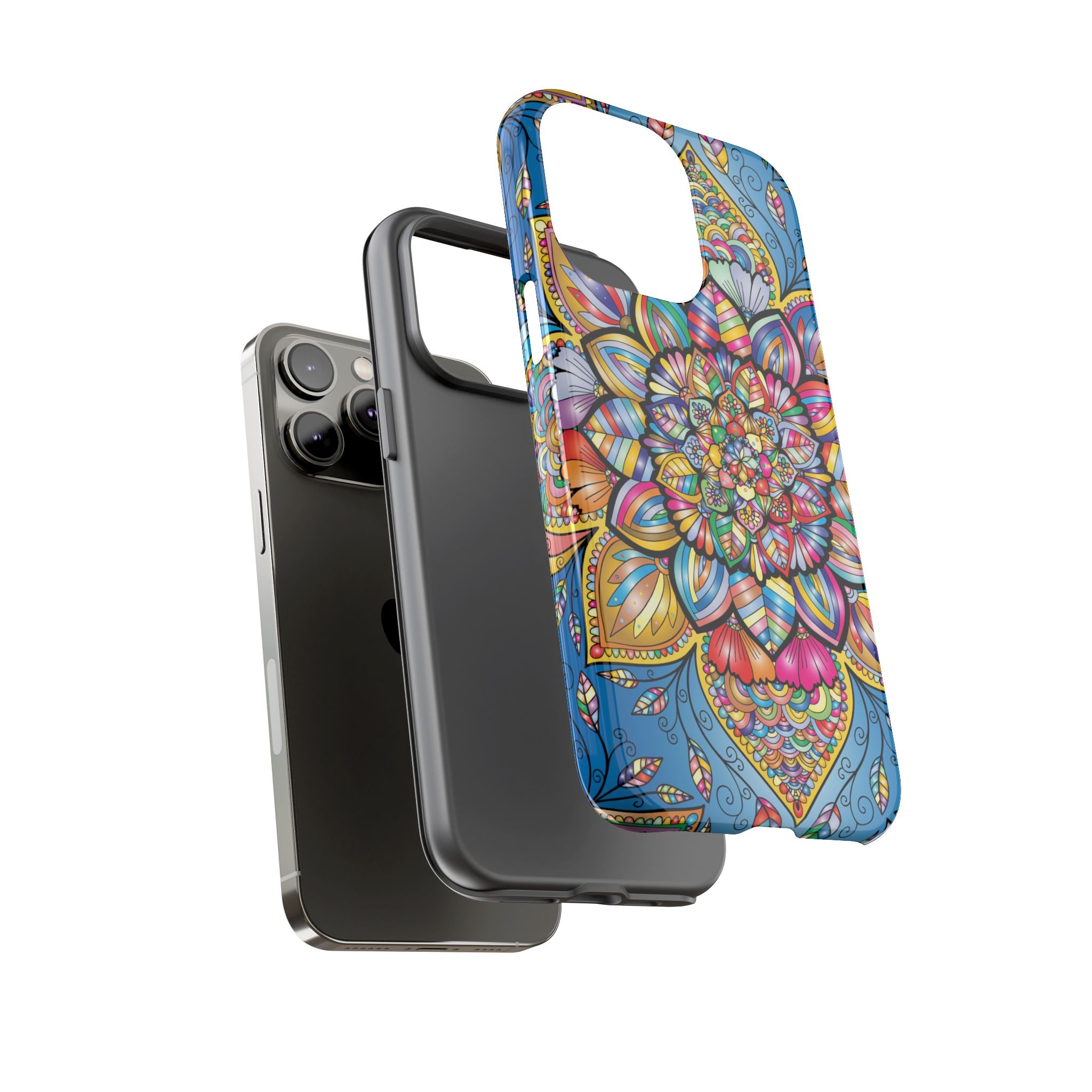 Vibrant Floral Phone Case, Tough Phone Cover, Colorful Mobile Accessory, Artistic Gift, Mandala Design, Everyday Use