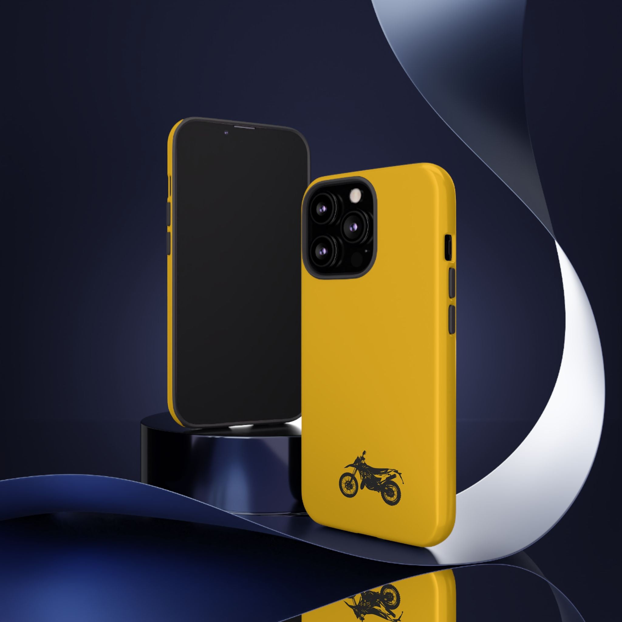 Motorcycle Phone Case, Tough Phone Cover, Gift for Bikers, Durable Tech Accessory, Yellow Motorcycle Design