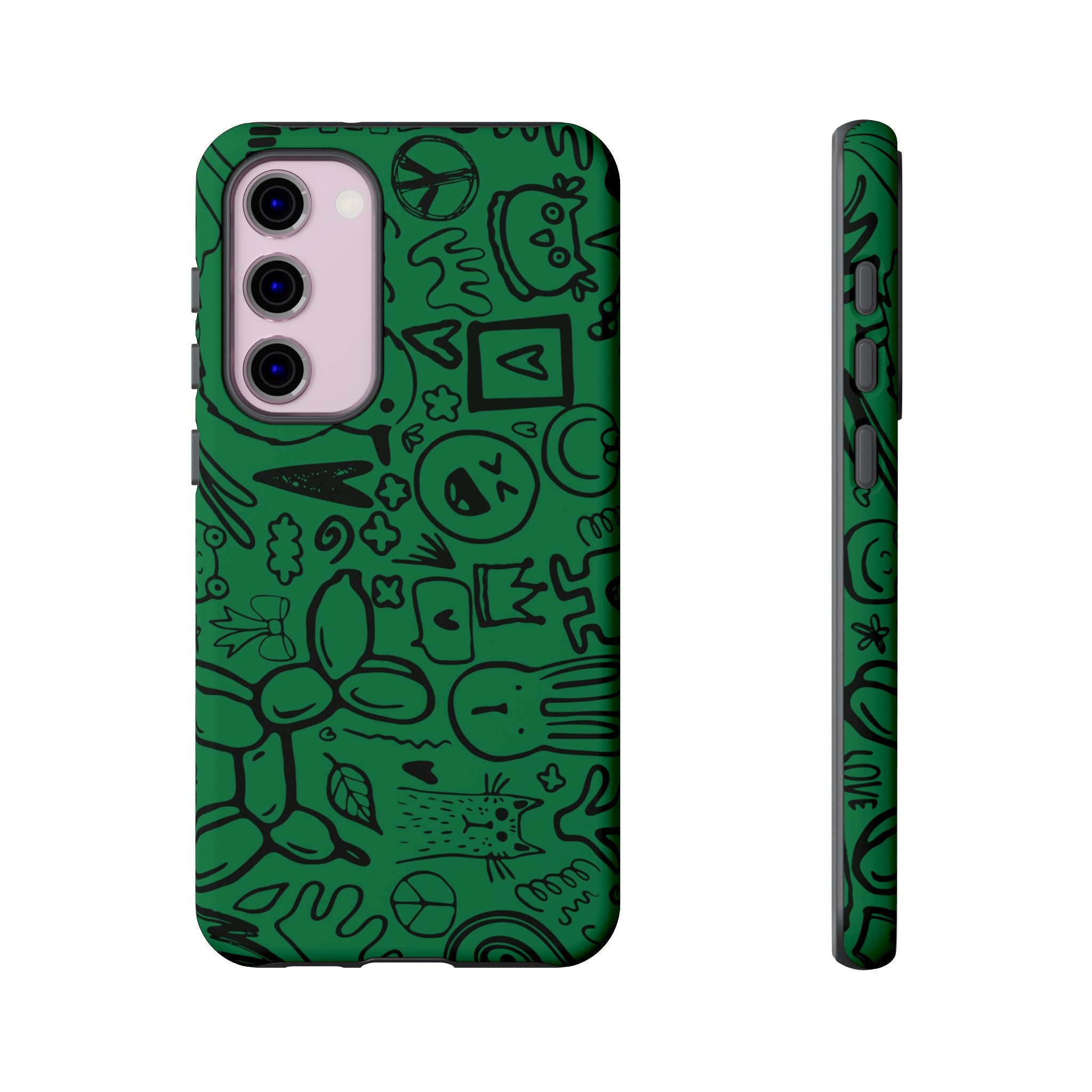 Playful Phone Case, Vibrant Green Tough Case, Quirky Graphic Design, Unique Gift for Kids, Fun Accessories, Christmas, Birthday