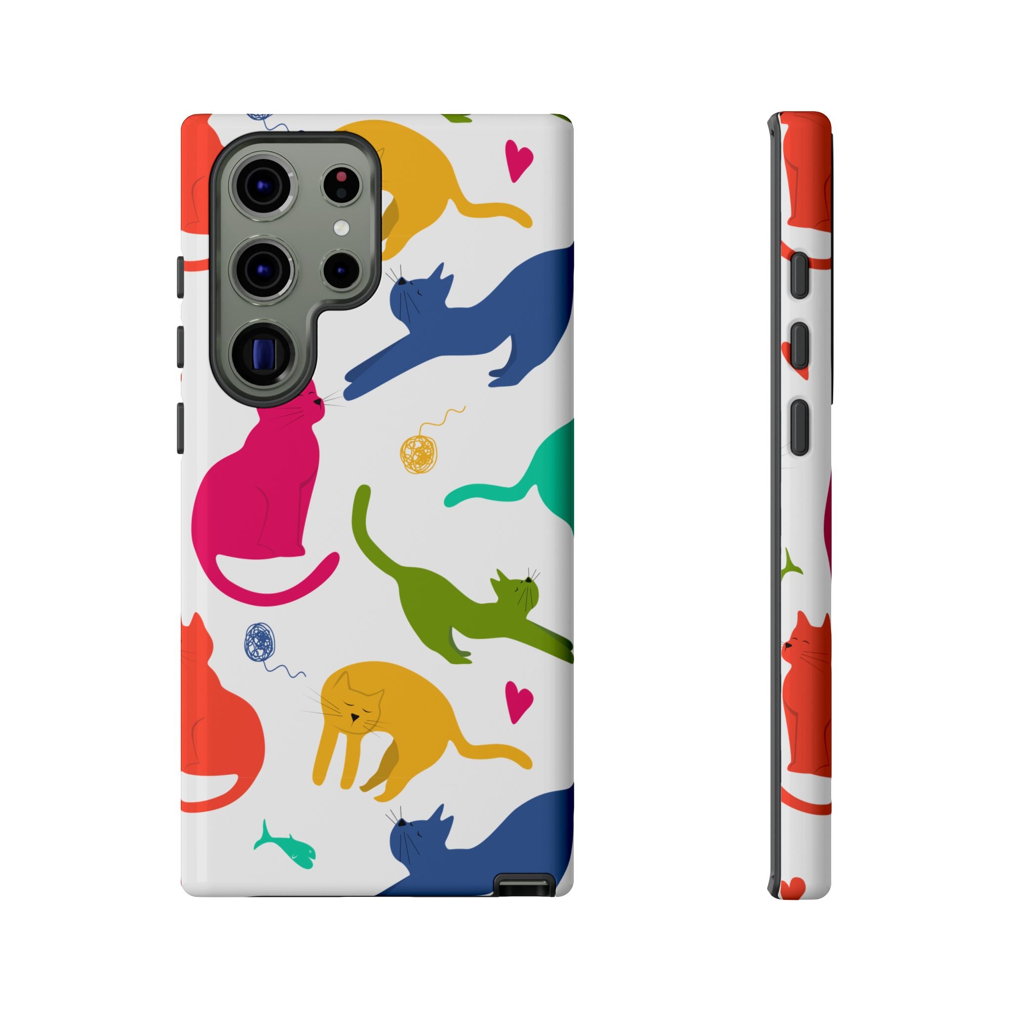 Colorful Cat Phone Case, Fun Pet Lover Gift, Tough Phone Cover, Cute Cat Accessories, Animal Theme Decor