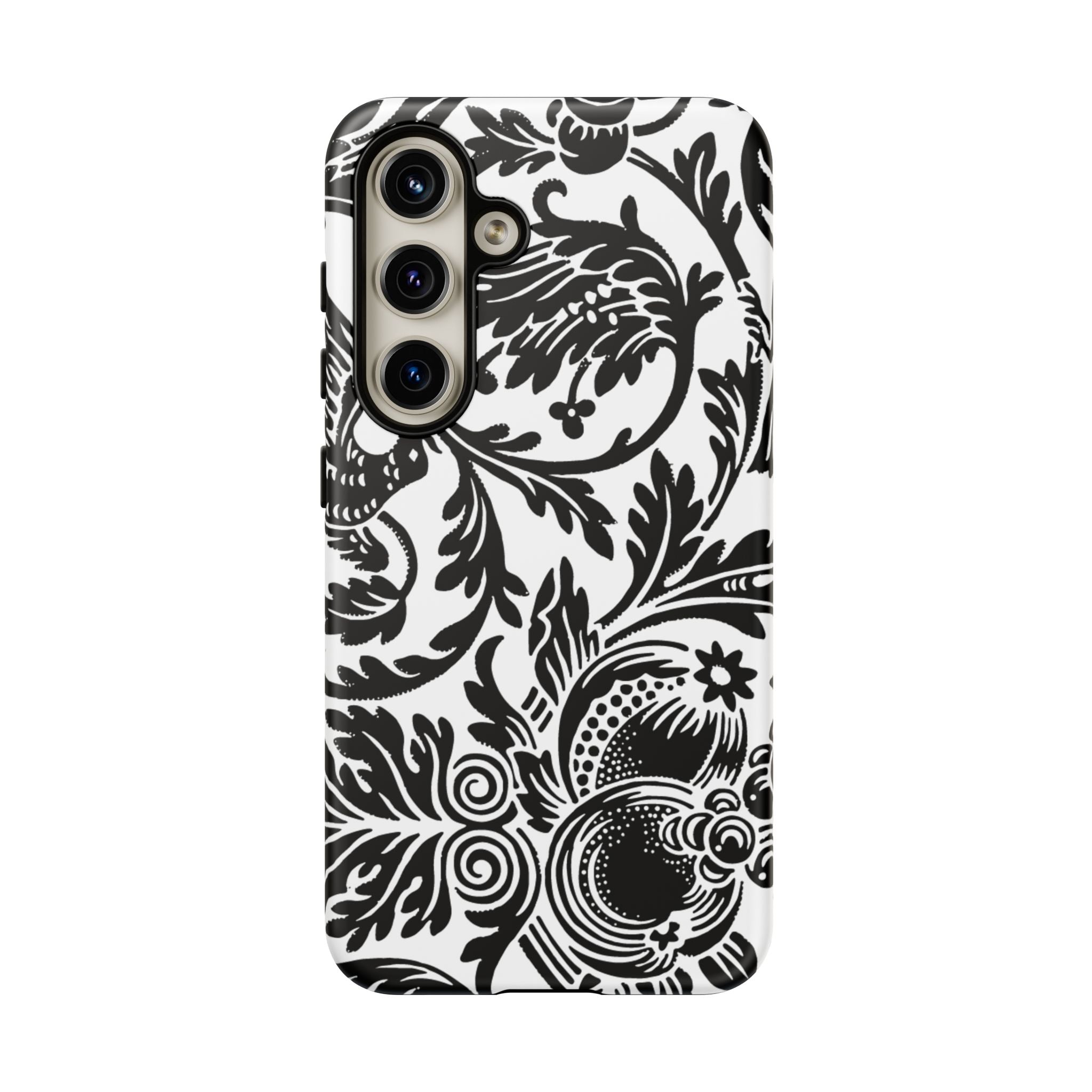 Elegant Black Floral Phone Case, Tough Cases, Stylish Phone Protection, Gift for Her, Floral Design, Trendy Accessories
