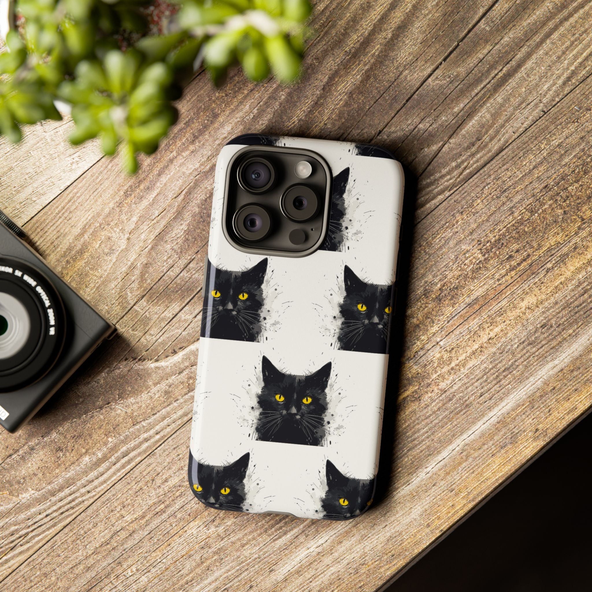 Black Cat Phone Case, Tough Cases, Cat Lover Gift, Unique Design, Halloween, Animal Accessories, Custom Phone Cover