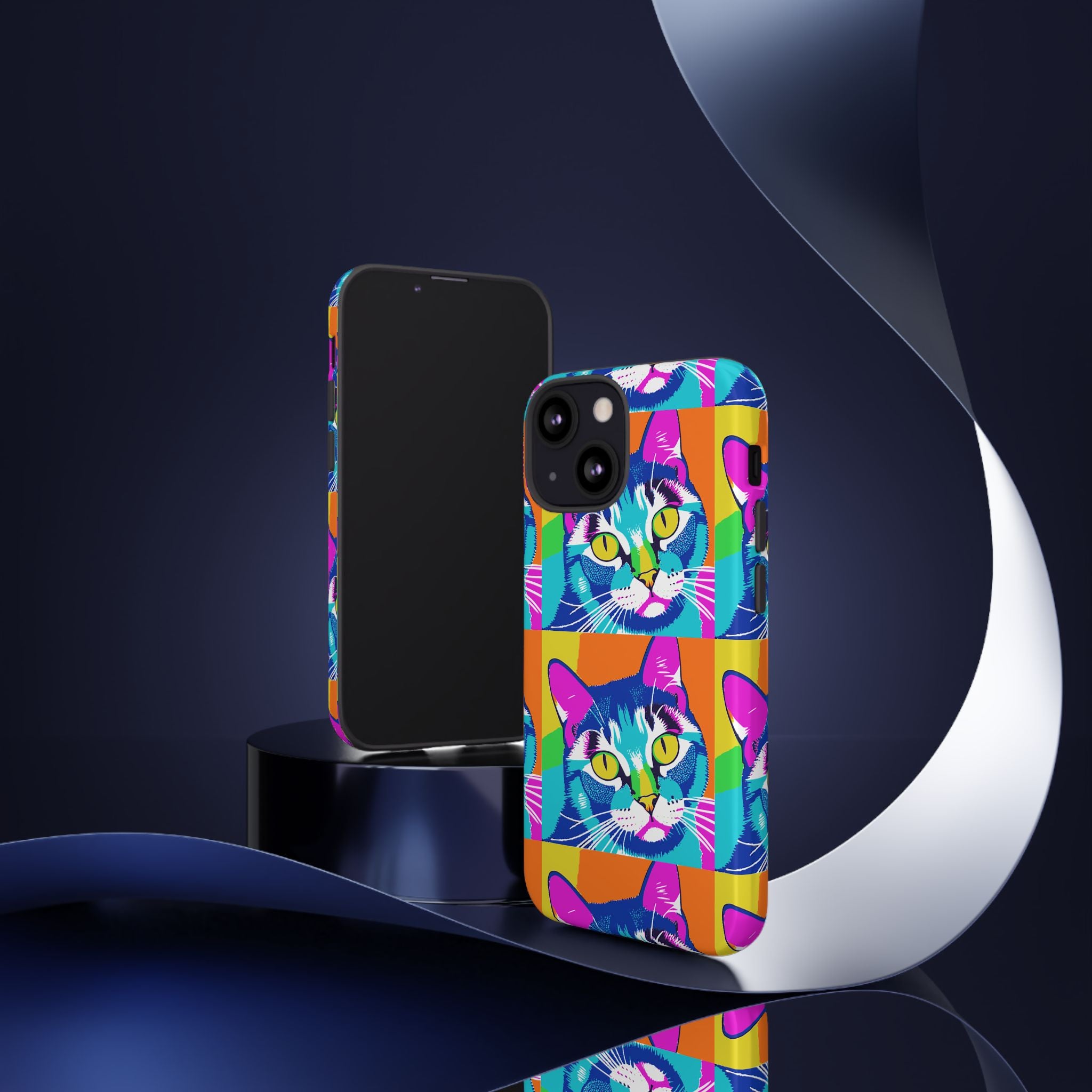 Colorful Cat Phone Case, Vibrant Animal Cover, Unique Pet Lover Gift, Fun Pop Art Style, Trendy Gadget Accessory