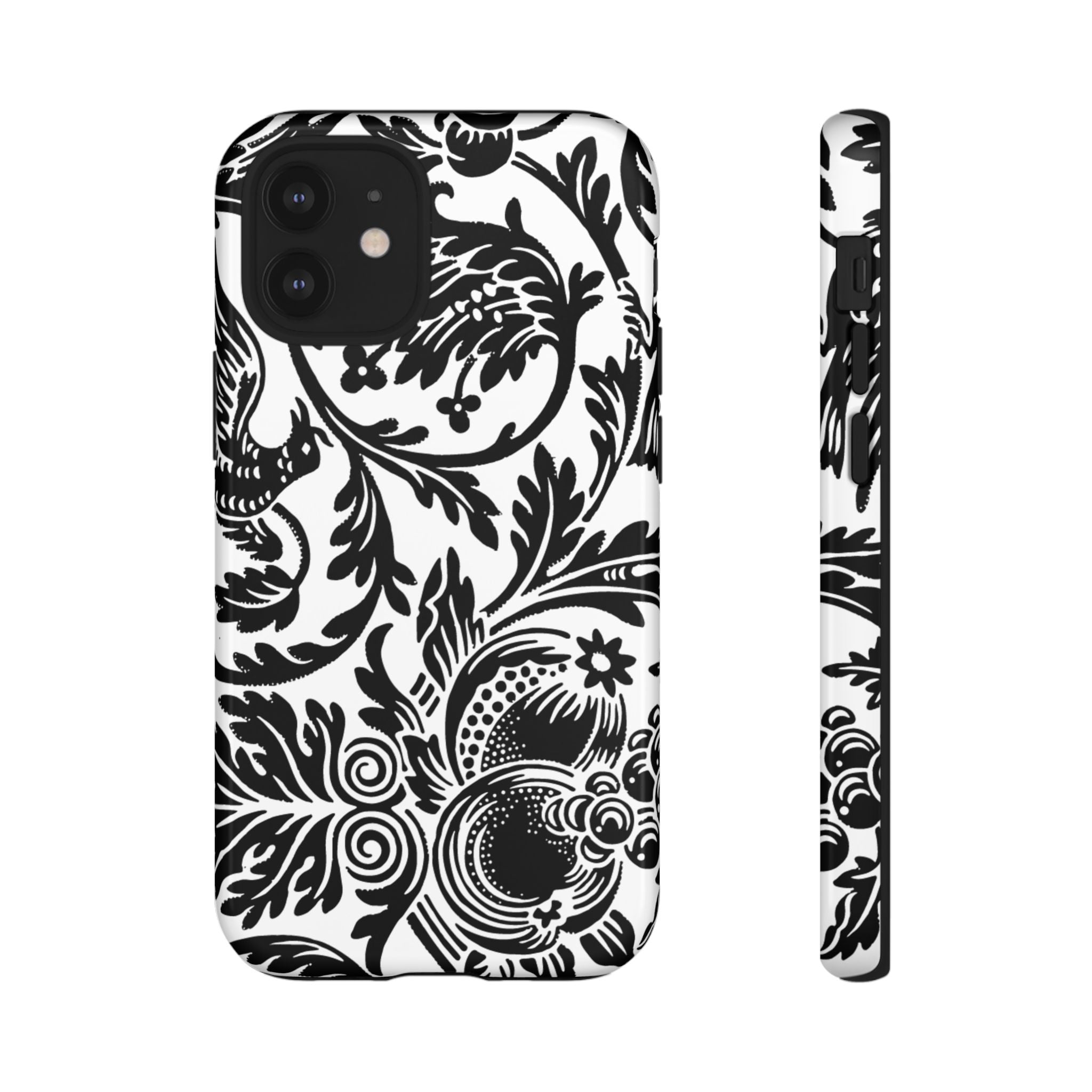 Elegant Black Floral Phone Case, Tough Cases, Stylish Phone Protection, Gift for Her, Floral Design, Trendy Accessories