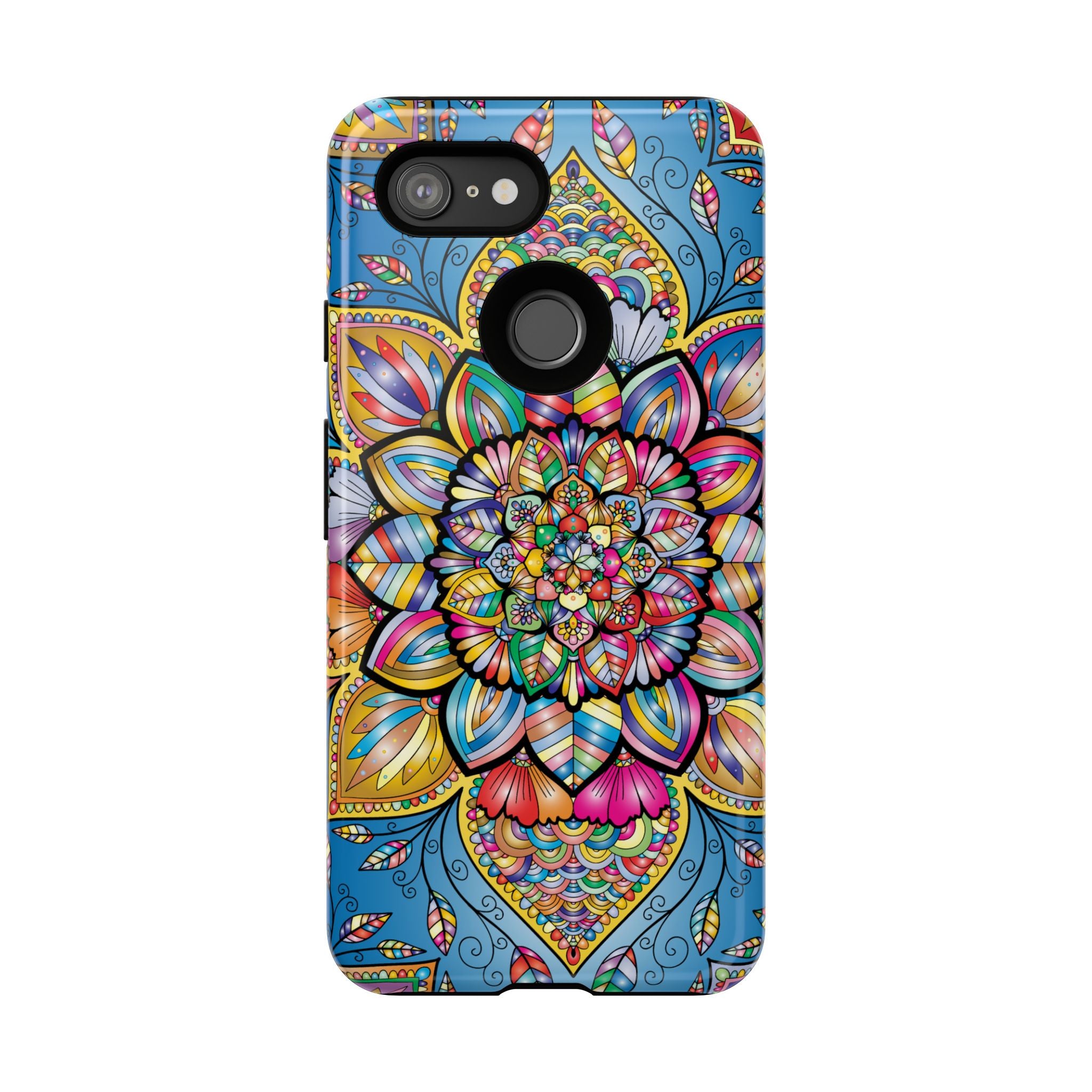Vibrant Floral Phone Case, Tough Phone Cover, Colorful Mobile Accessory, Artistic Gift, Mandala Design, Everyday Use