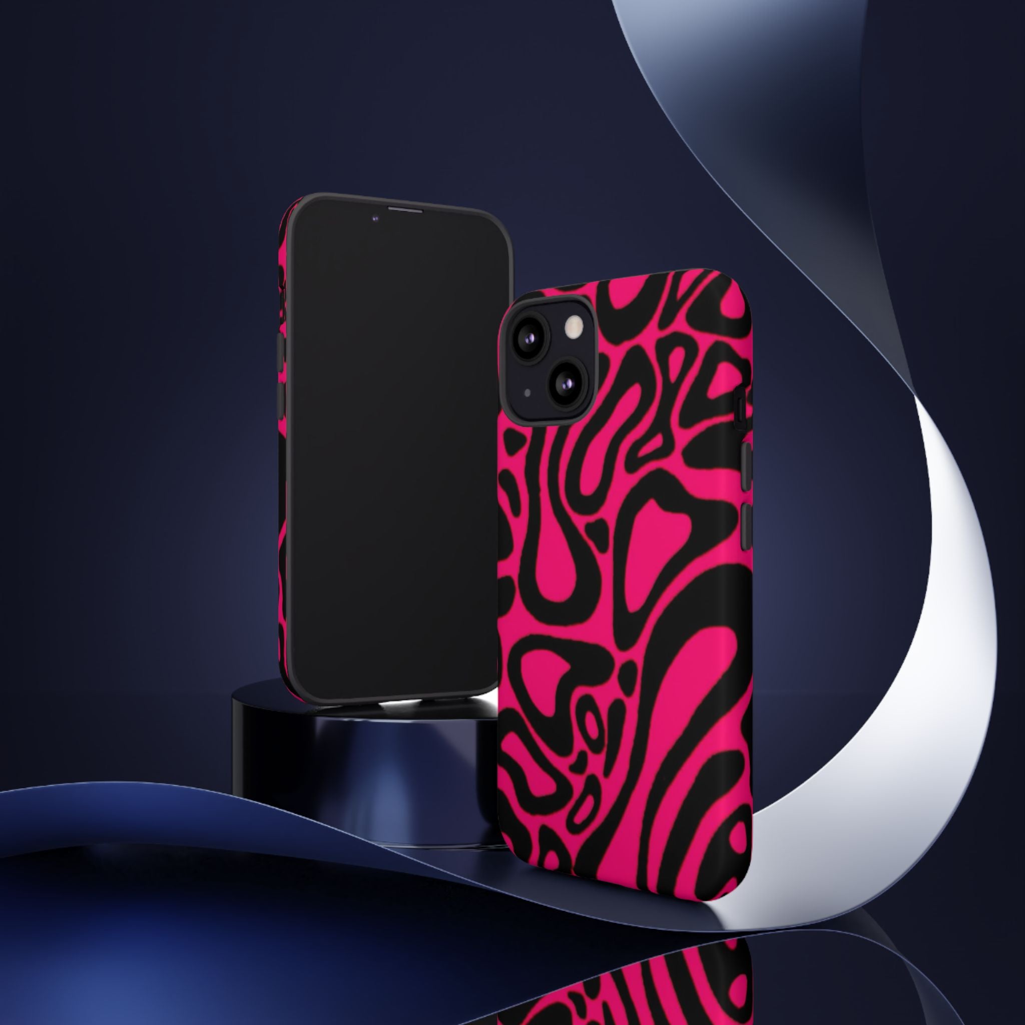 Bold Pink Patterned Phone Case, Stylish Tough Case, Trendy Accessory, Gift for Her, Tech Protection