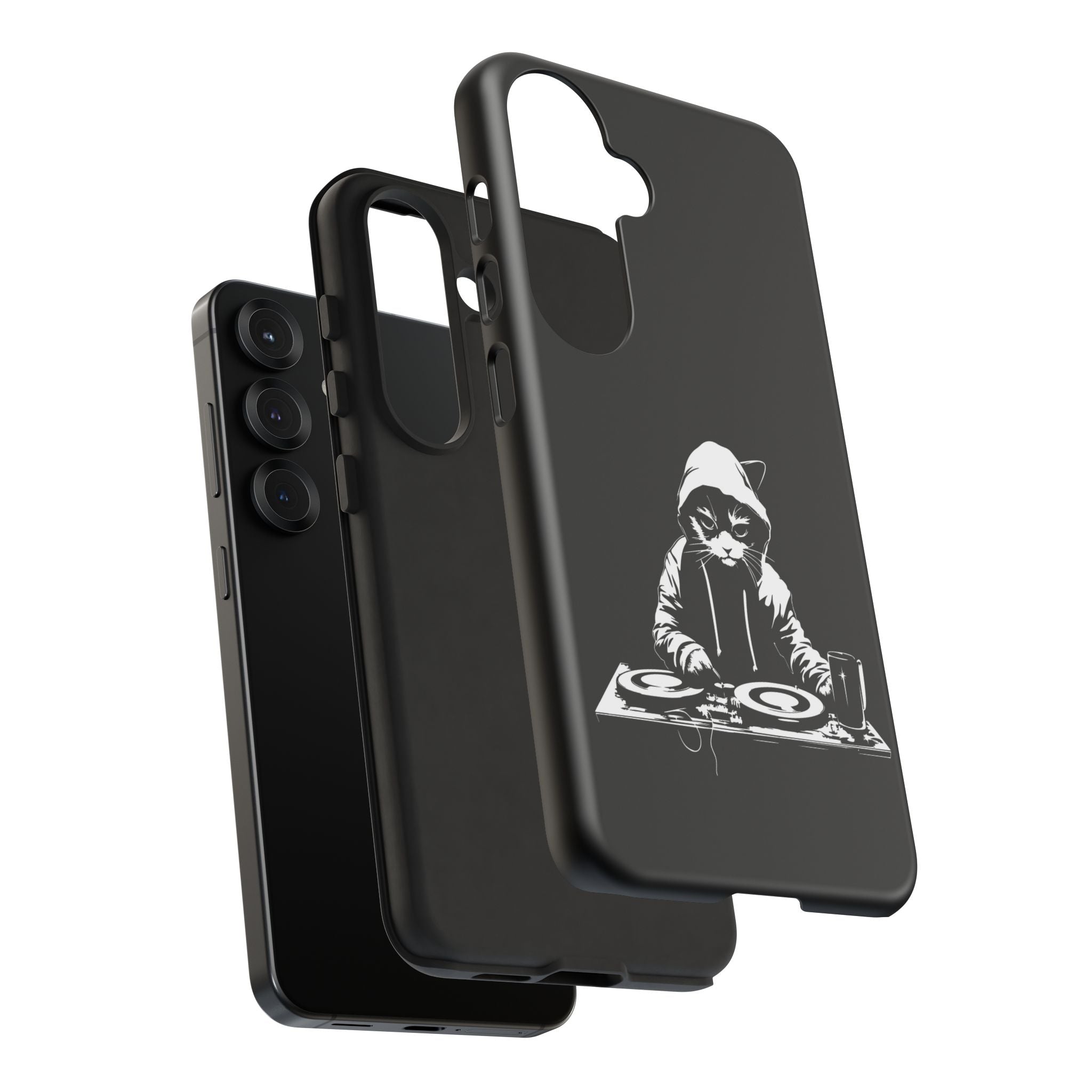 DJ Cat Phone Case, Tough Phone Cover, Pet Lover Gift, Music Enthusiast Accessory, Cute Cat Decor, Unique Case Design