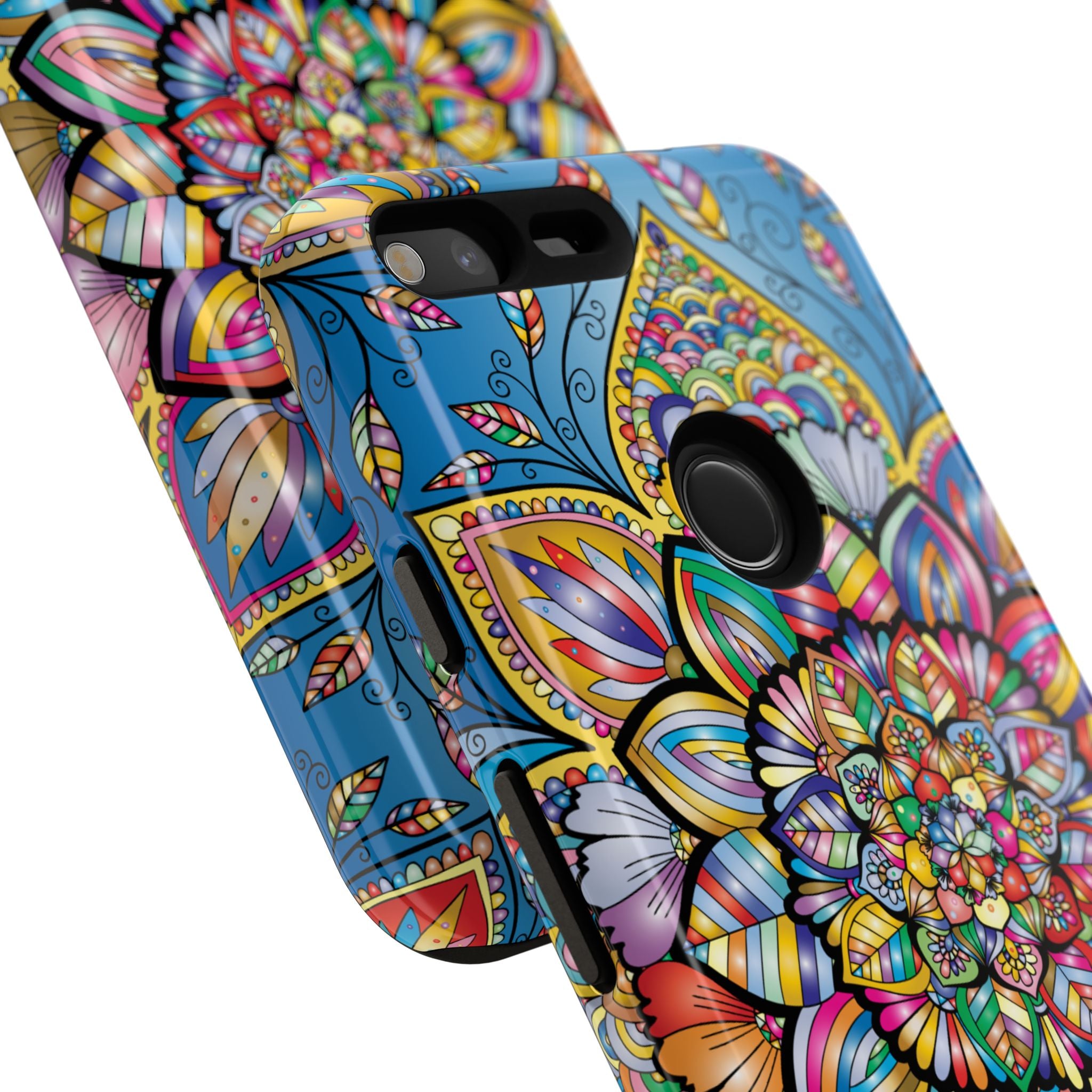 Vibrant Floral Phone Case, Tough Phone Cover, Colorful Mobile Accessory, Artistic Gift, Mandala Design, Everyday Use