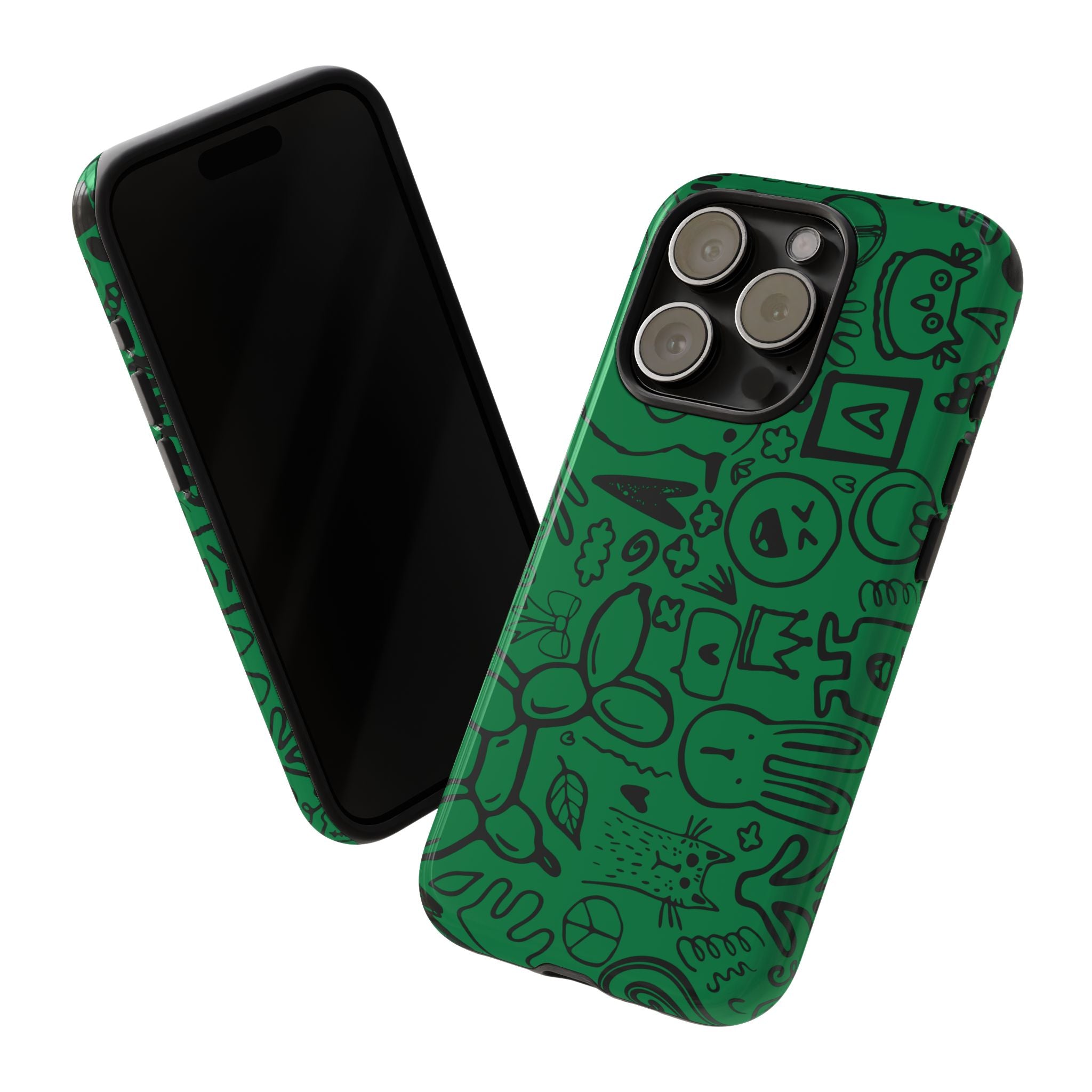 Playful Phone Case, Vibrant Green Tough Case, Quirky Graphic Design, Unique Gift for Kids, Fun Accessories, Christmas, Birthday